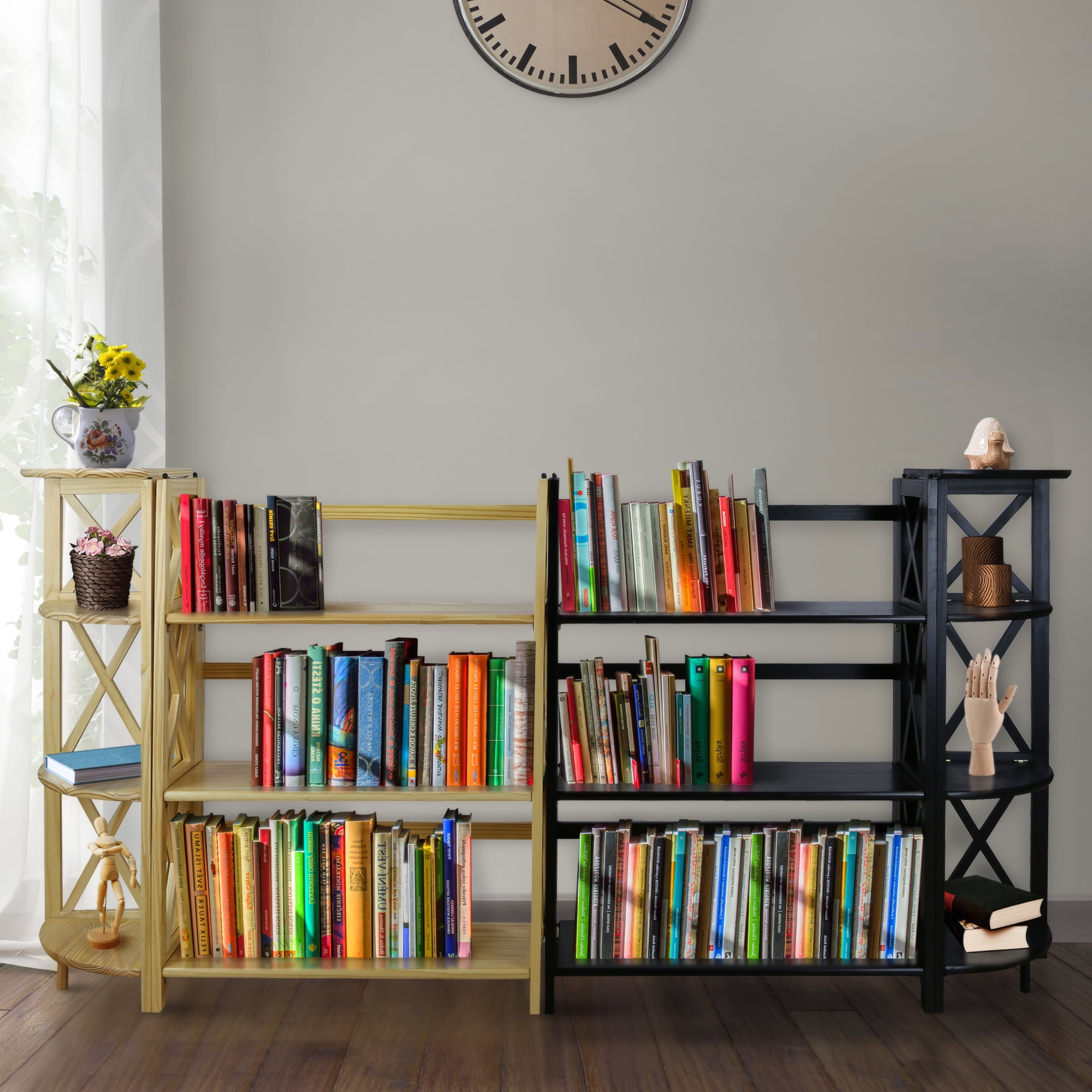 Casual Home Montego 3-Shelf Folding Bookcase -Black - Image 3