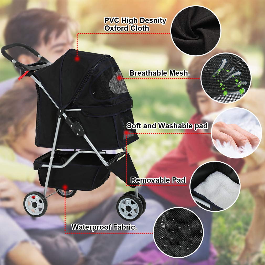 Bestpet Pet Stroller, 3 Wheels, Travel Folding Carrier T13 - Image 6