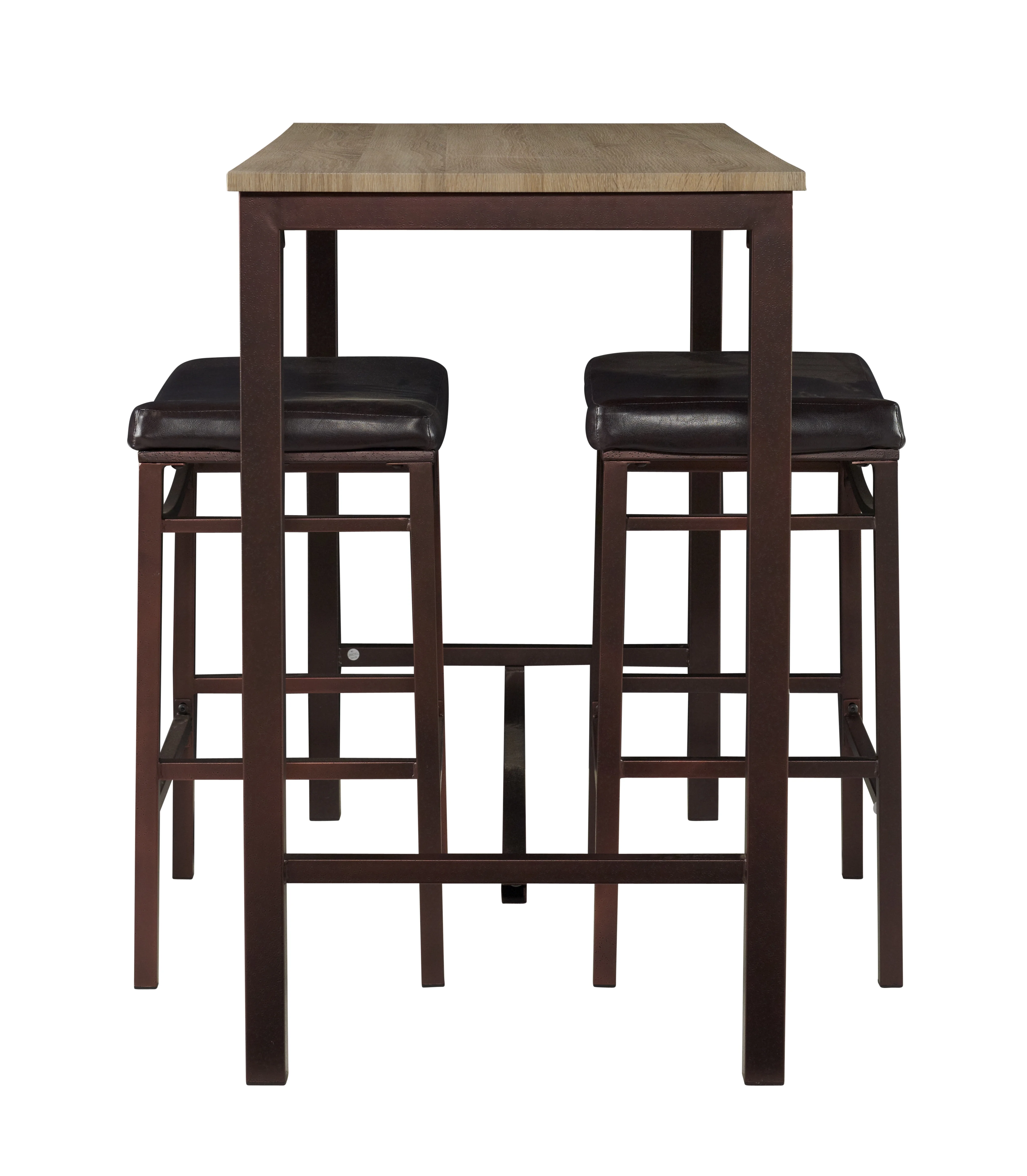 Linon Betty 3-Piece Casual Dining Tavern Set, 25.59" Seat Height, Brown Metal Finish with Black Fabric - Image 3
