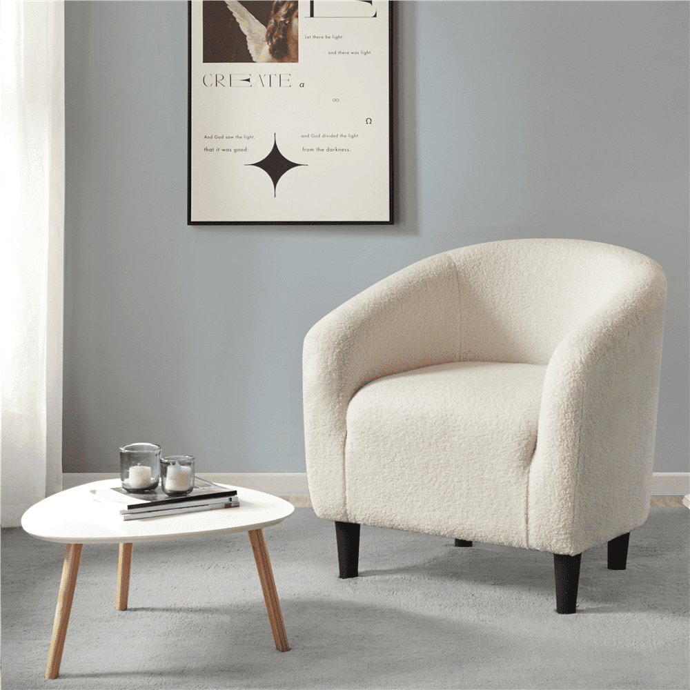 Renwick Modern Upholstered Tub Chair for Living room, Set of 2, Ivory Boucle - Image 4