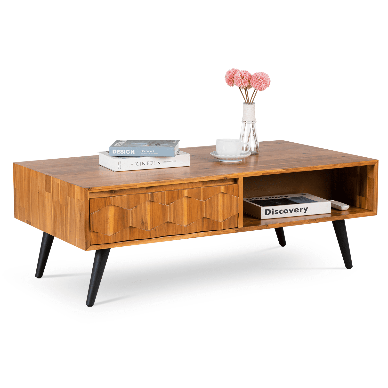 Patronza Solid Wood Coffee Table 2 Alternate Drawers, Autumn - Image 6