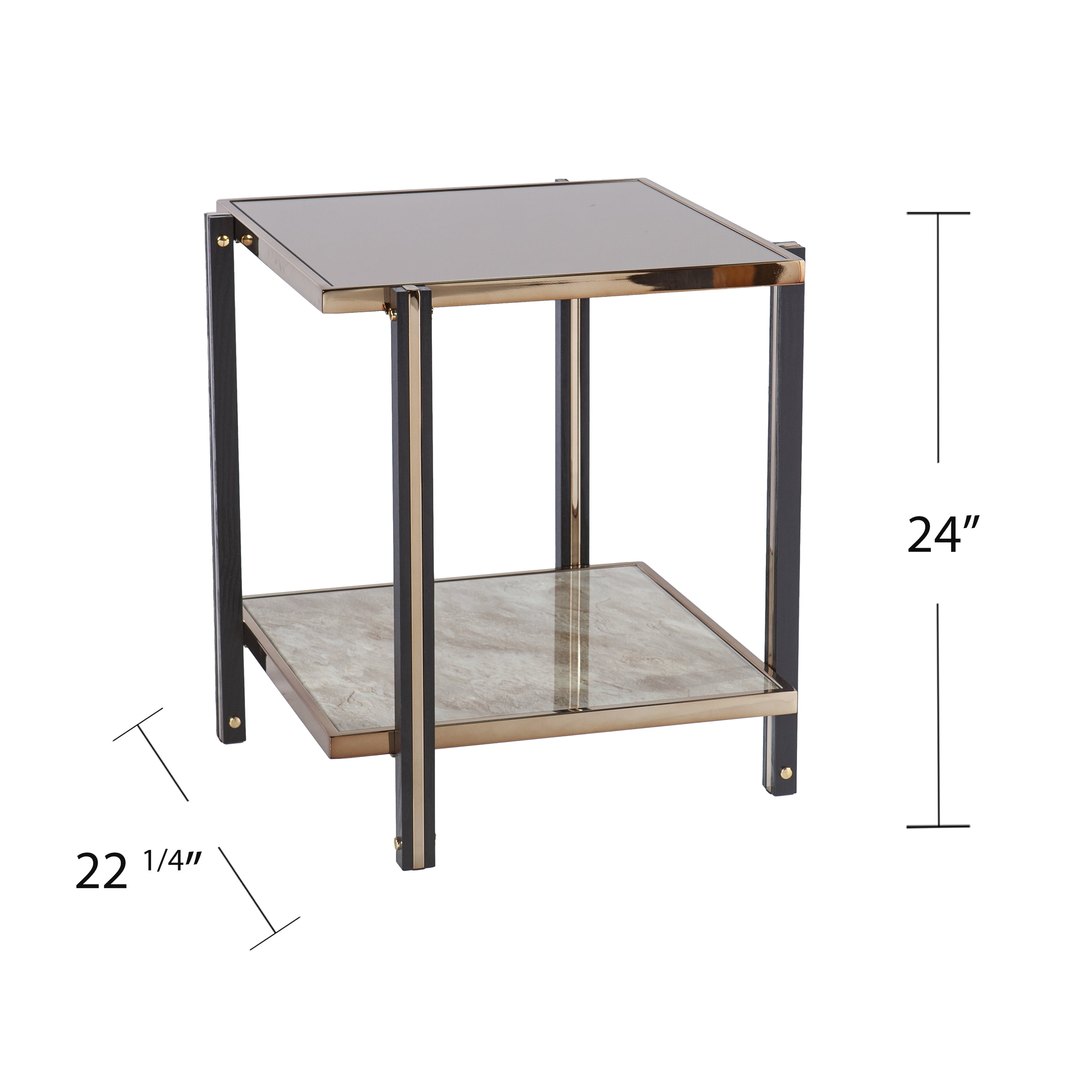 SEI Furniture Thornsett End Table with Mirrored Top 22.25 x 24 Freestanding End Tables - Image 6