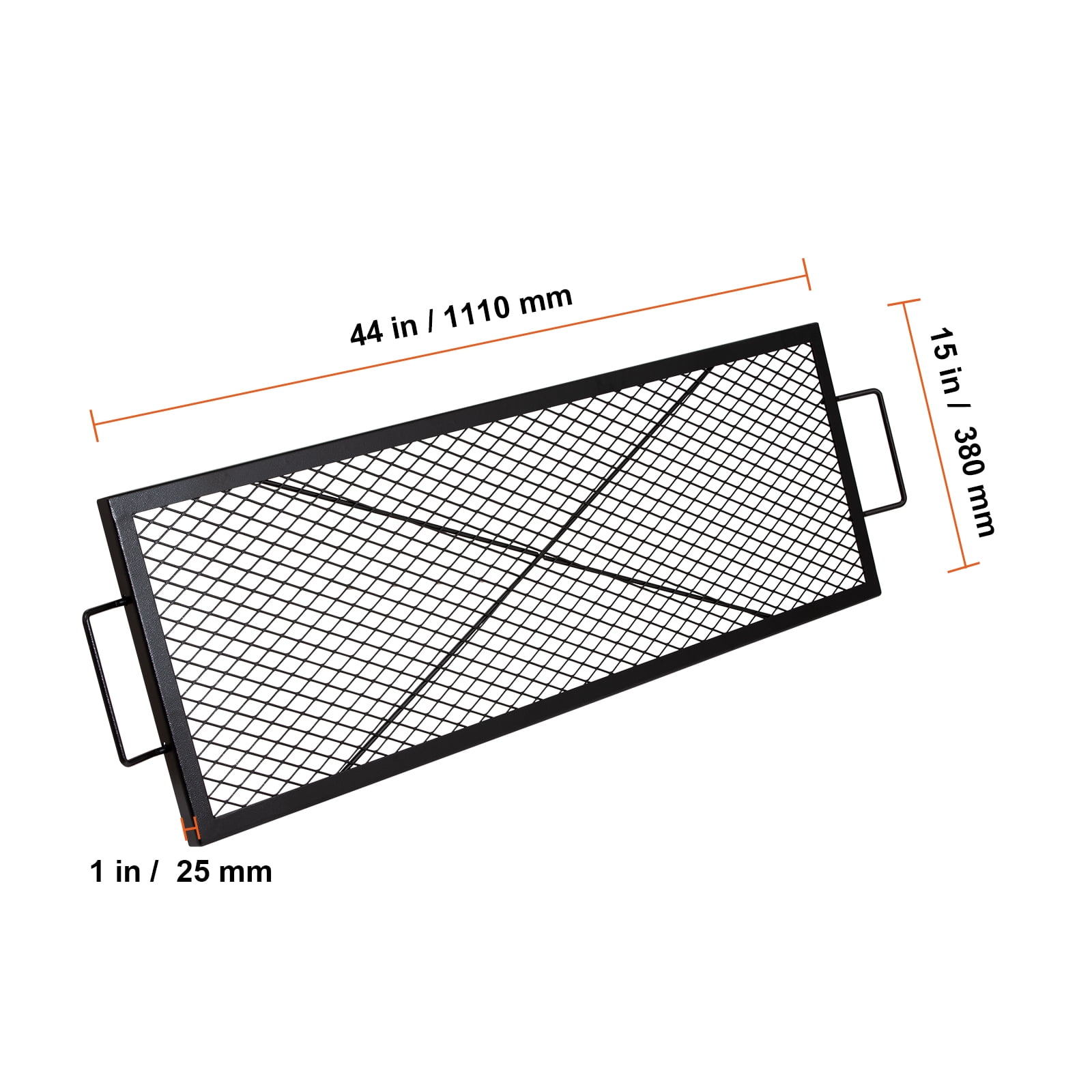 KFFKFF 44" Rectangle Cooking Grate X-Marks Heavy-Duty Steel Fire Pit Grill Grate - Image 8