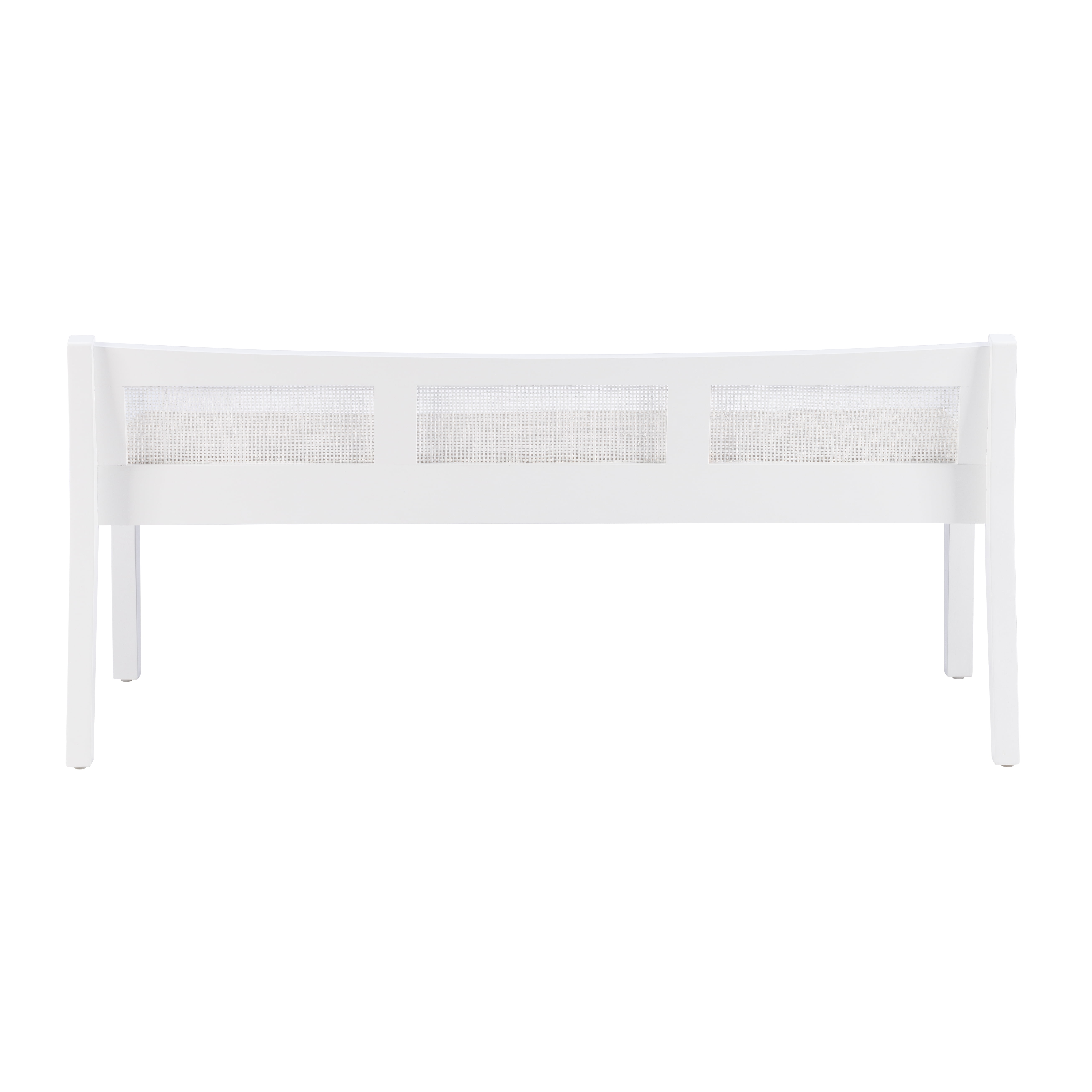 Powell Tramore Upholstered Bench with Rattan Cane Back, White/BeigeLinen - Image 8