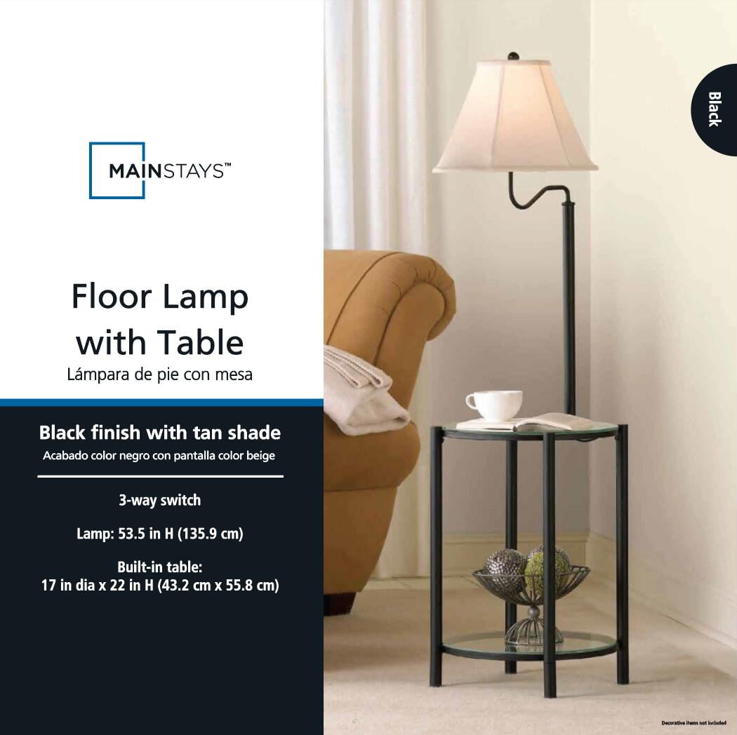 Mainstays Glass End Table Floor Lamp, Matte Black - Image 9