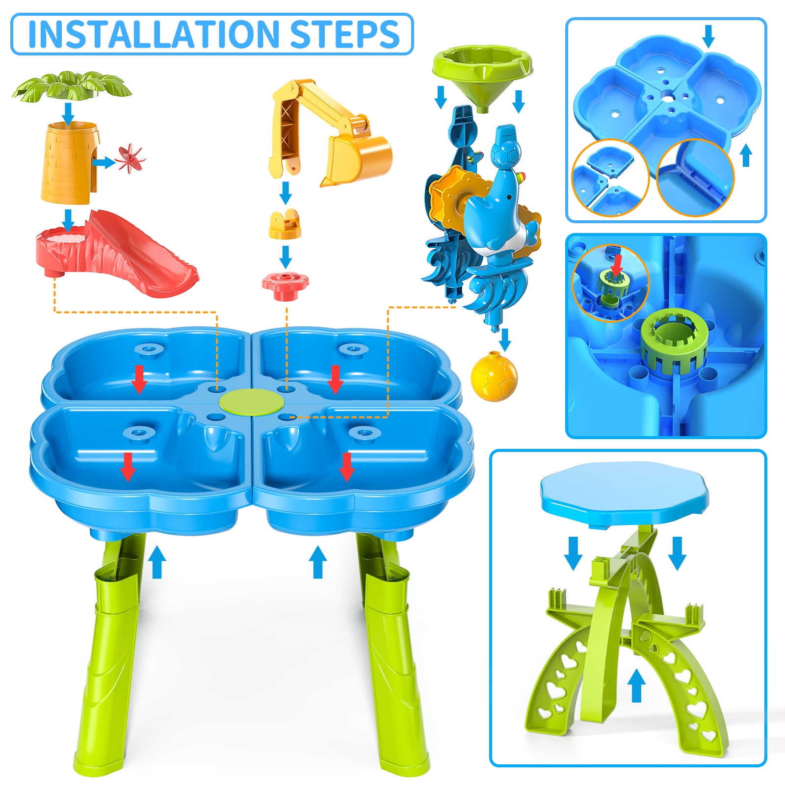Dinosaur Planet Sand Water Table for Toddlers, 4 in 1 Sand Table and Water Play Table, Kids Table Activity Sensory Play Table Beach Sand Water Sand Toy for Outdoor Backyard for Toddlers Age 2-4 Gift - Image 5