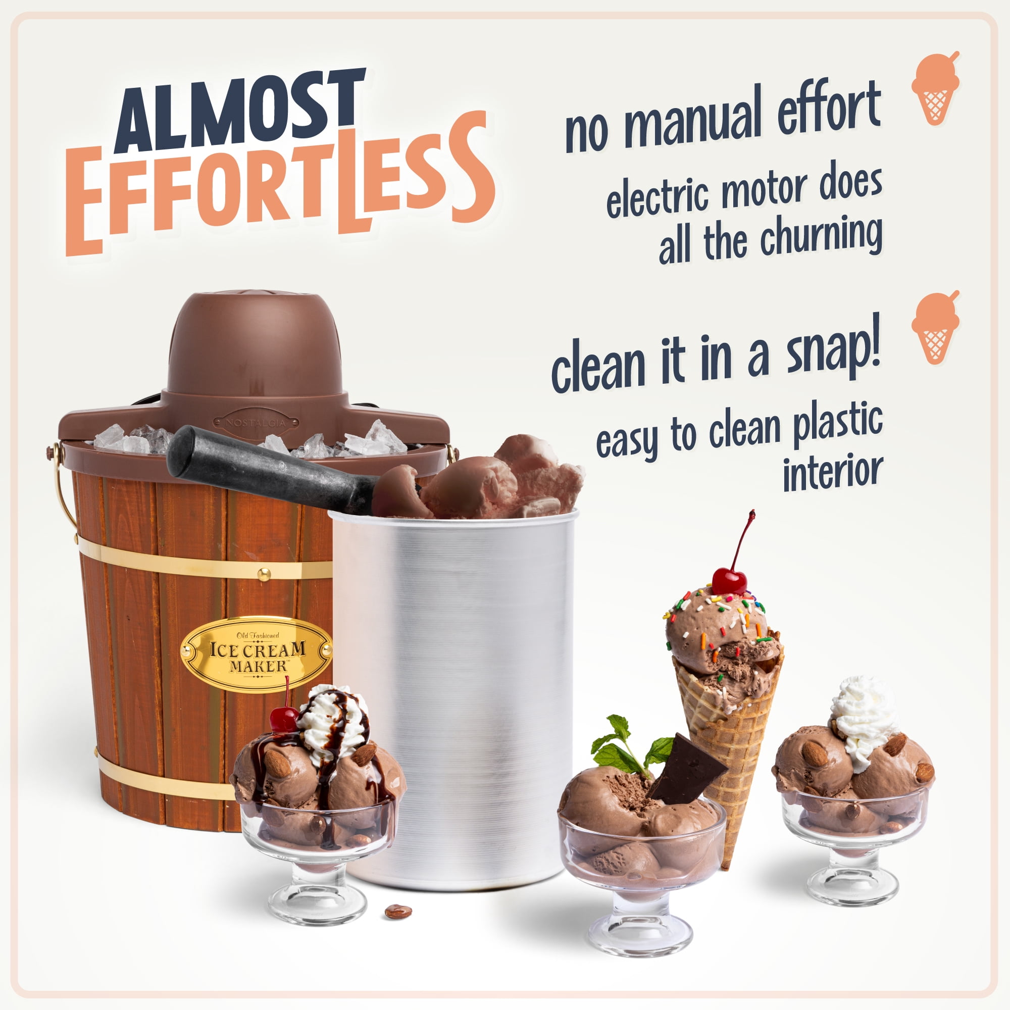 Nostalgia 4-Quart Wood Bucket Ice Cream Maker - Image 5