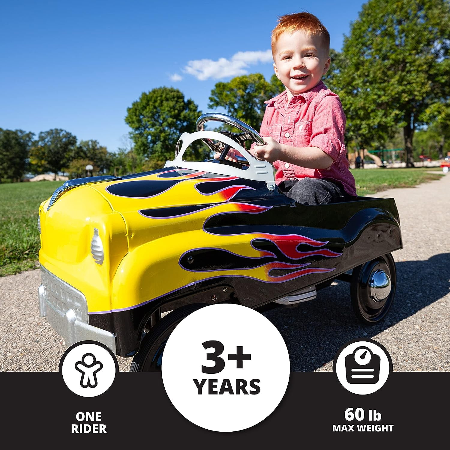 Kid Trax Toddler Classic Pedal Car, Kids 3-5 Years Old, Max Weight 59 lbs, Durable Steel, Street Rod - Image 5