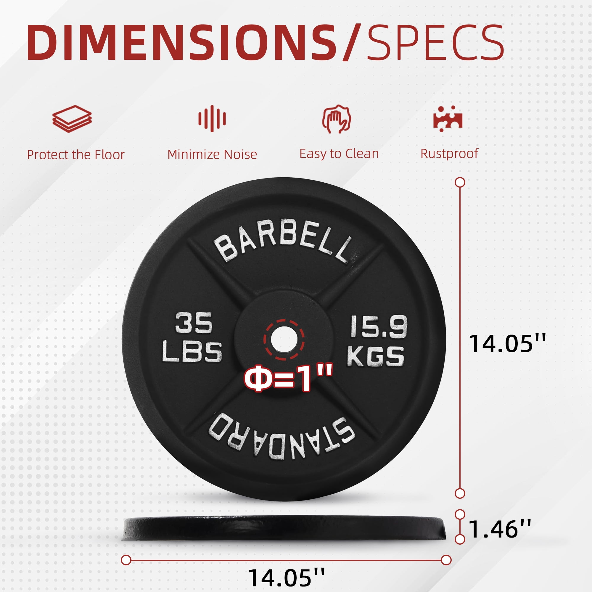 BalanceFrom 80 lbs Fitness Set, 5-Foot Standard Barbell (10 lbs) With Star Lock, Cast Iron Weight Stack (50 lbs), Suitable For A Variety Of Training, Suitable For Home and Professional Gym - Image 7