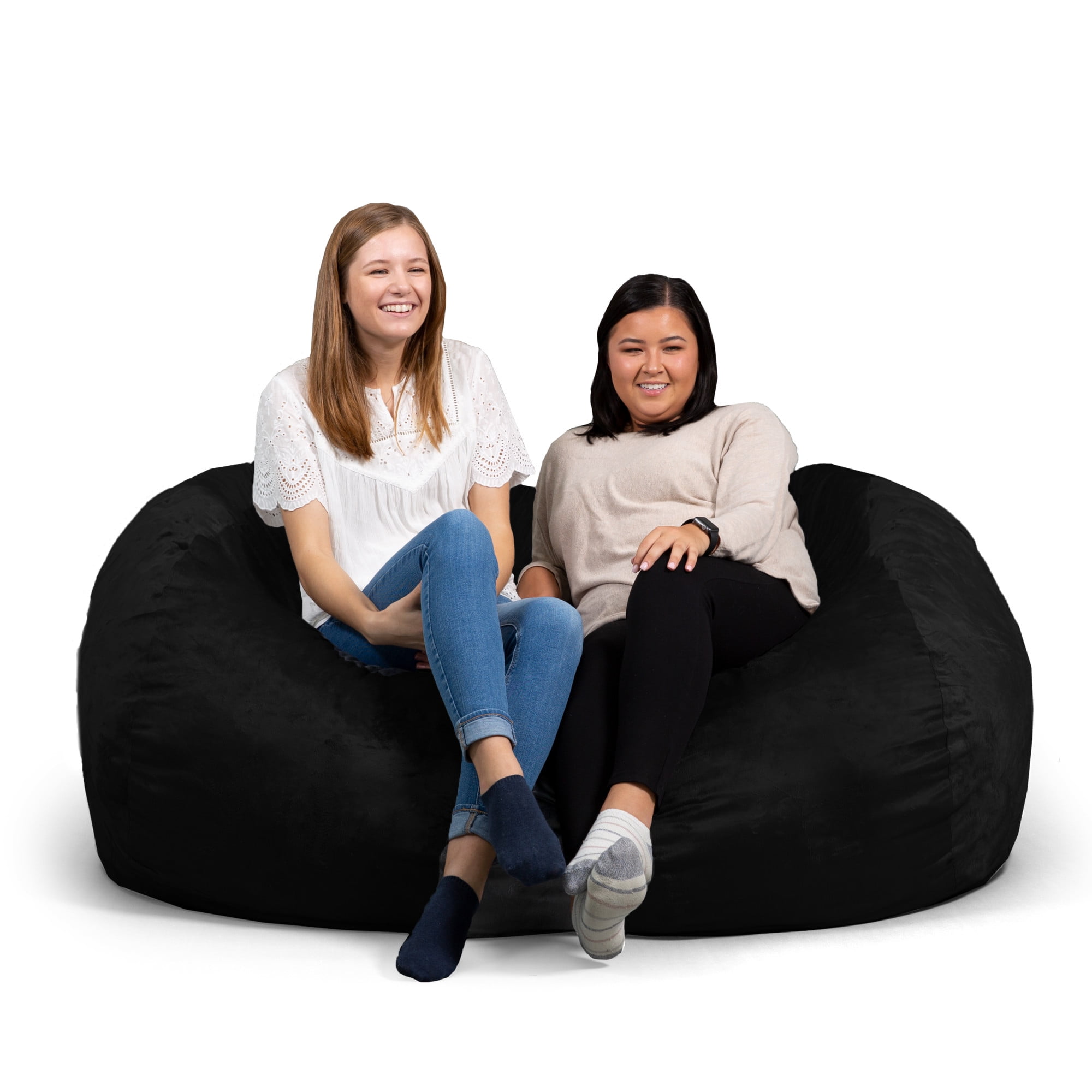 Big Joe Fuf 7Ft Giant Foam Bean Bag Chair Couch with Removable Cover for Kids, Teens, Adults, Jet Black Plush, Soft Polyester, 7 foot Oversized - Image 7