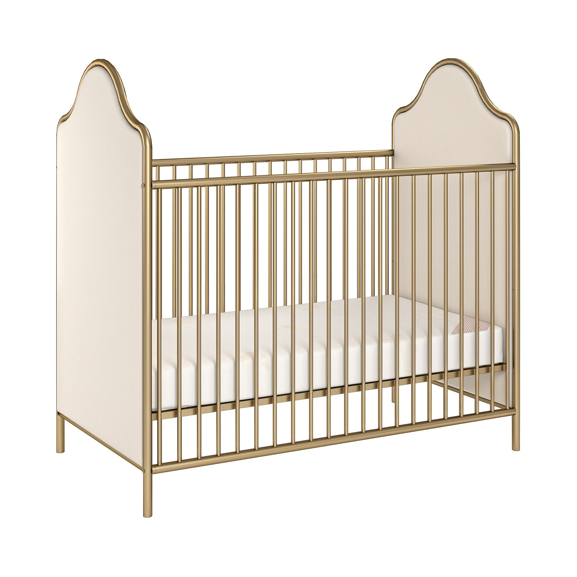 Little Seeds Piper Upholstered Metal Crib, Gold - Image 6