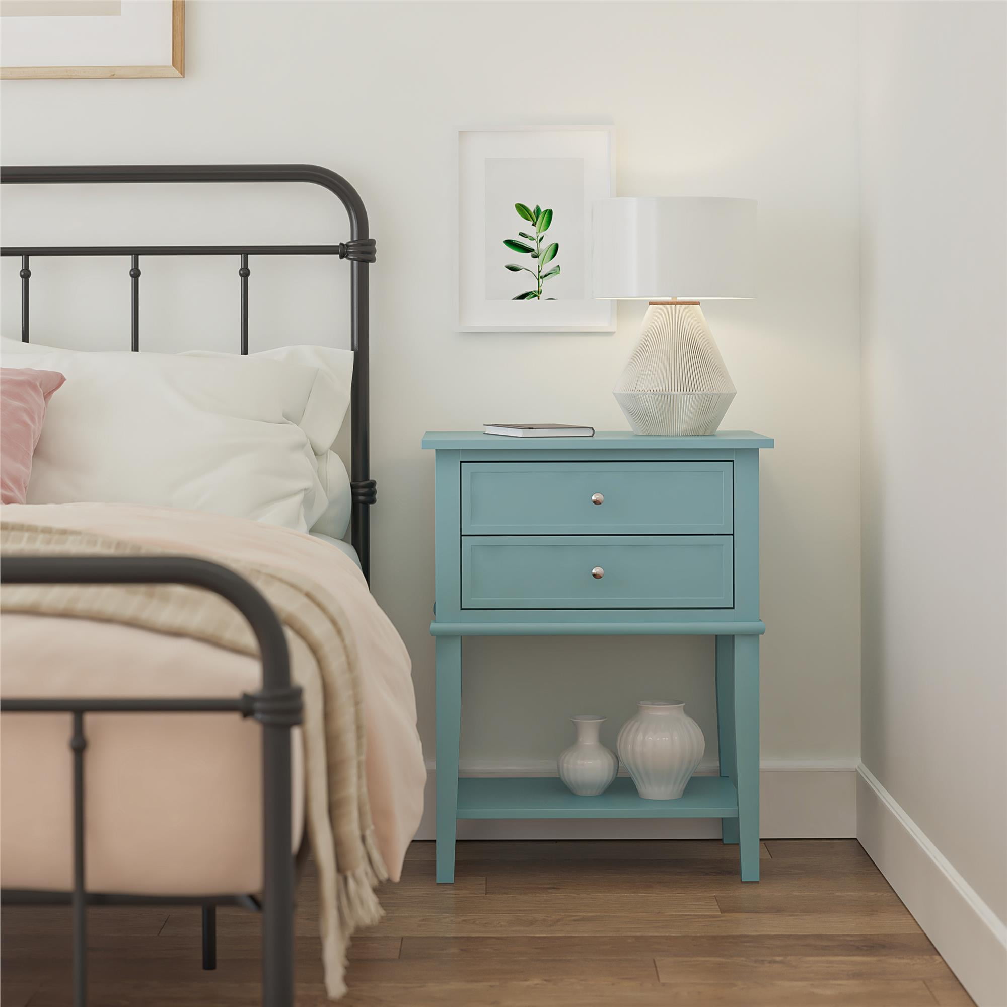 Desert Fields Eclectic Boho Accent Table with 2 Drawers, Blue - Image 7