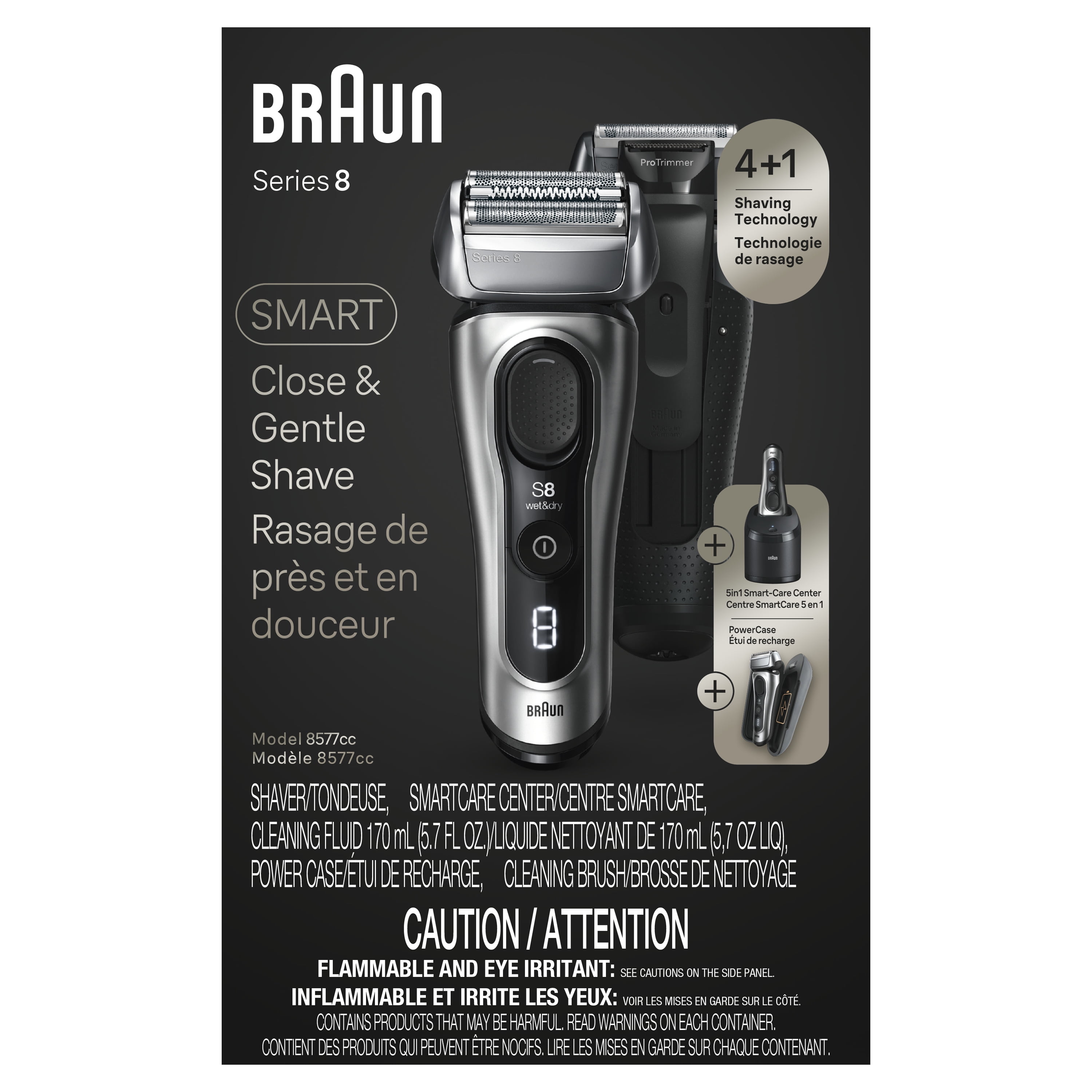 Braun Series 8 Electric Shaver for Men, 5in1 SmartCare Center, Powercase, 8577cc Galvano Silver - Image 7