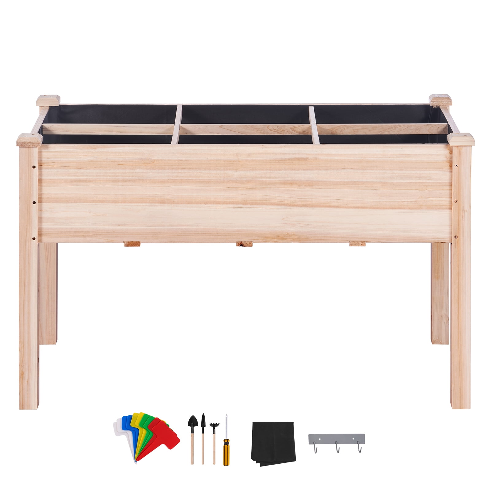 KFFKFF Wooden Raised Garden Bed Planter Box 47.2x22.8x30" Flower Vegetable Herb - Image 5