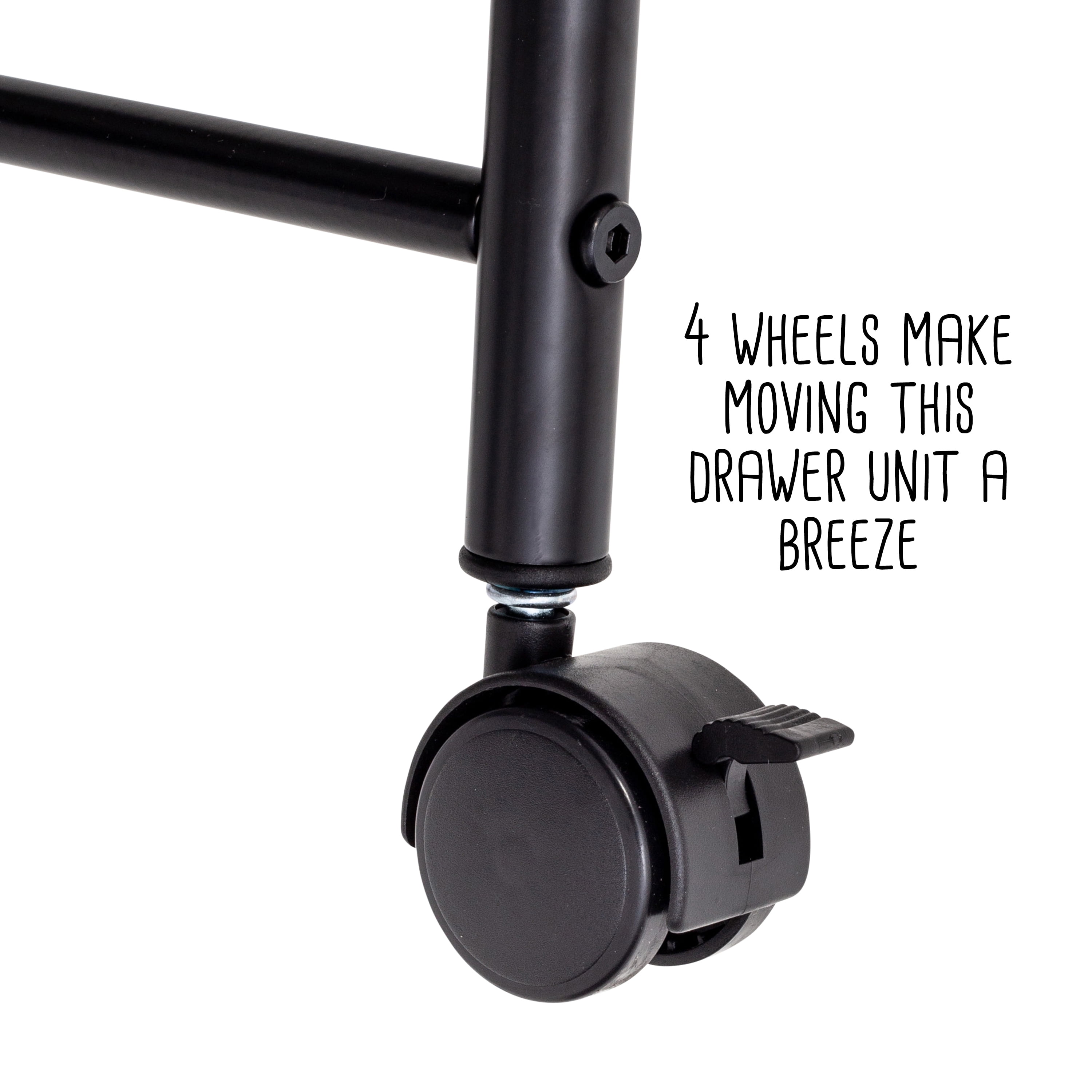 Honey-Can-Do 5-Tier Metal Rolling Storage Cart with Lockable Wheels, Black - Image 4