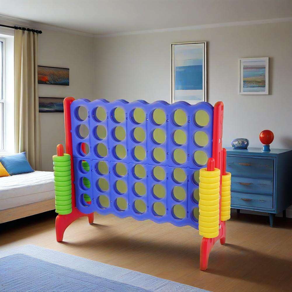 Giant 4-to-Score Game Set, 4-in-A-Row Jumbo with 42 Jumbo Rings & Quick-Release Slide, 3.6FT Tall Indoor & Outdoor Yard Family Connect Game, Holiday Party & Family Game, Large - Image 2