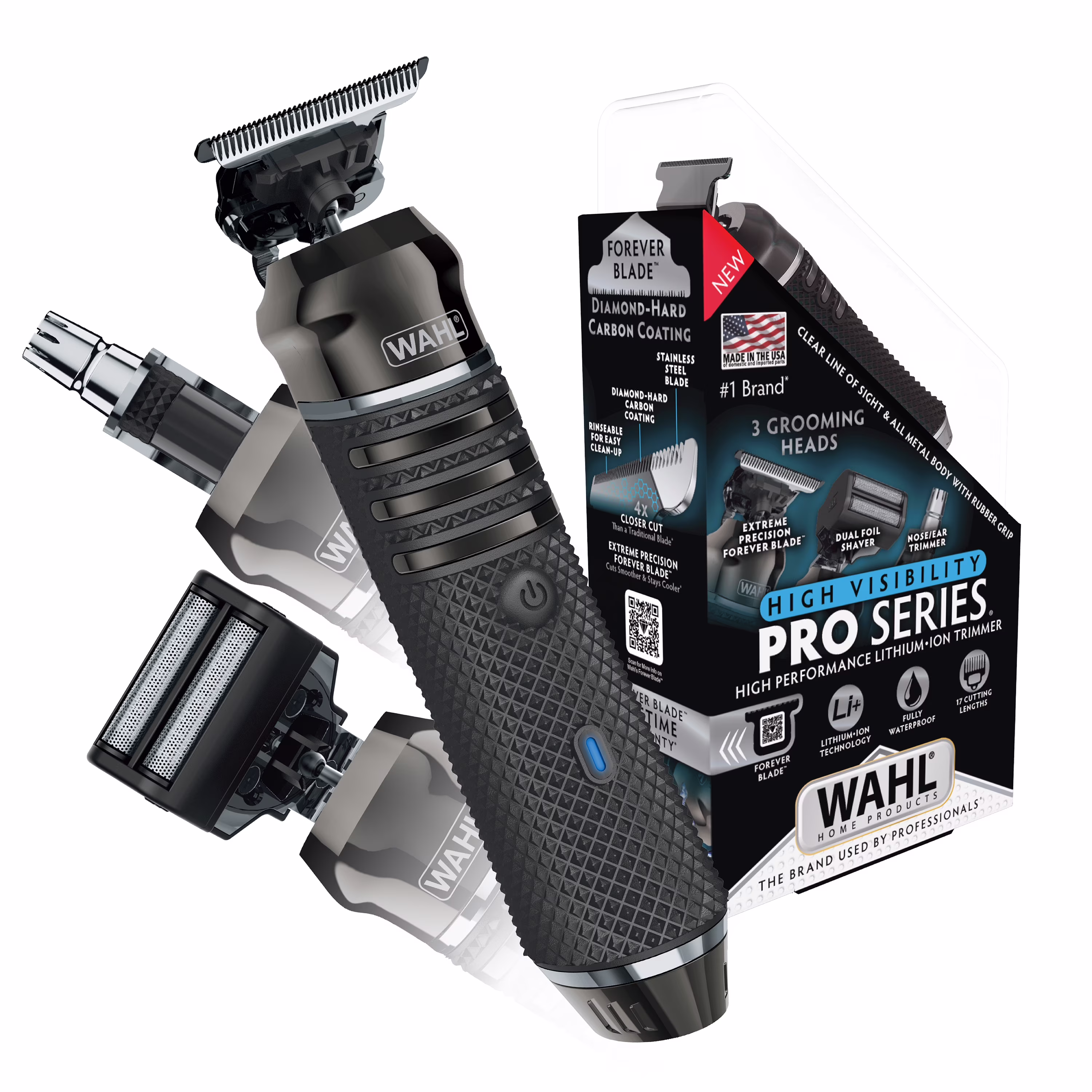 Wahl Pro Series High Visibility Trimmer, Skeleton Style, Lithium Ion Rechargeable, All in One Trimmer for Men, 3023437