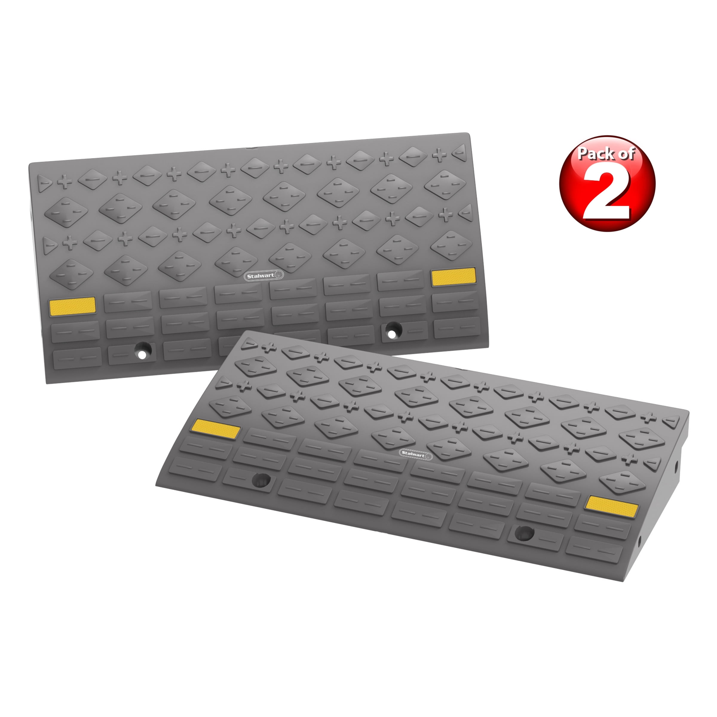 Stalwart Set of 2 Curb Ramps for Vehicles, Gray