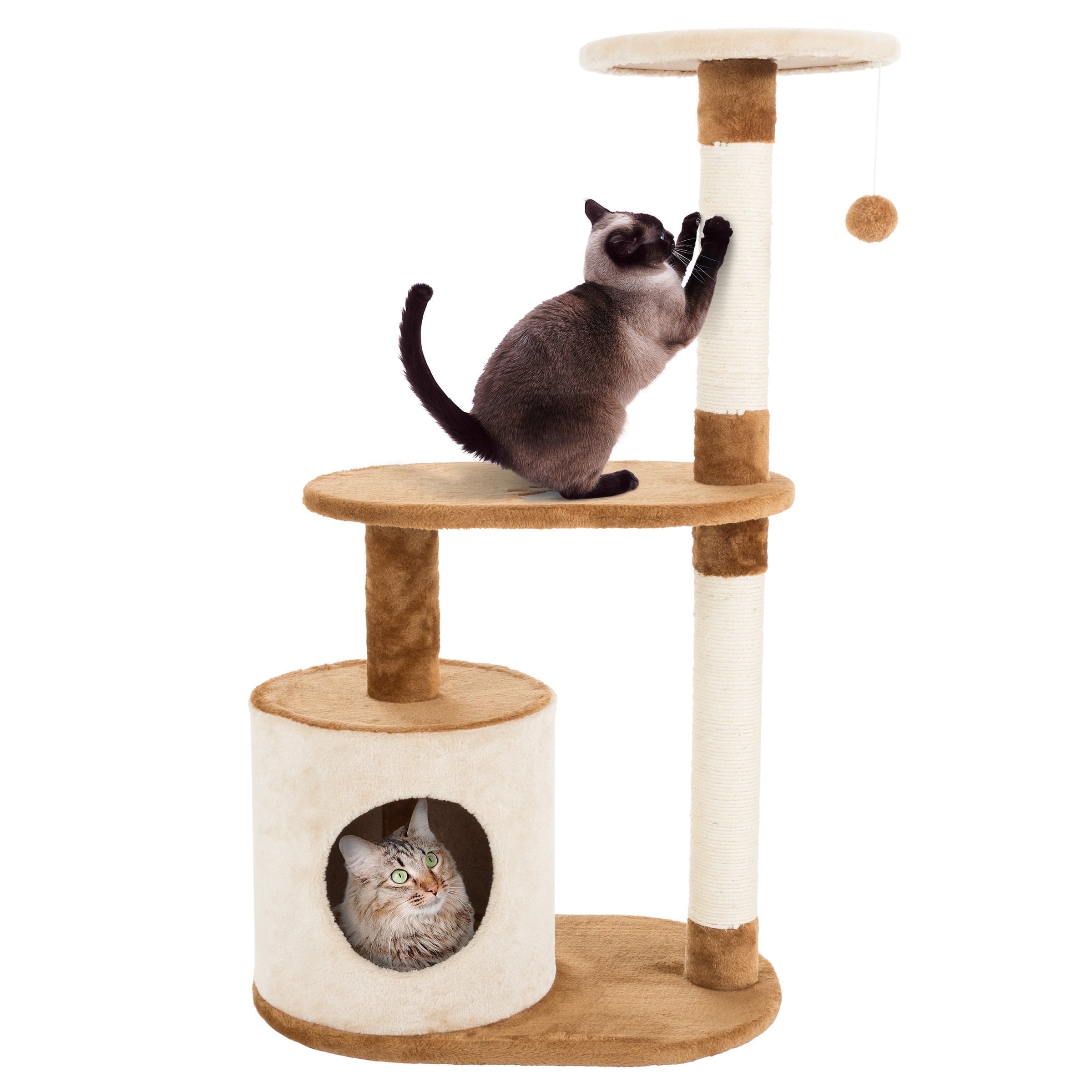 PETMAKER 3-Tier Cat Tree with Napping Perches and Scratching Posts (Brown)