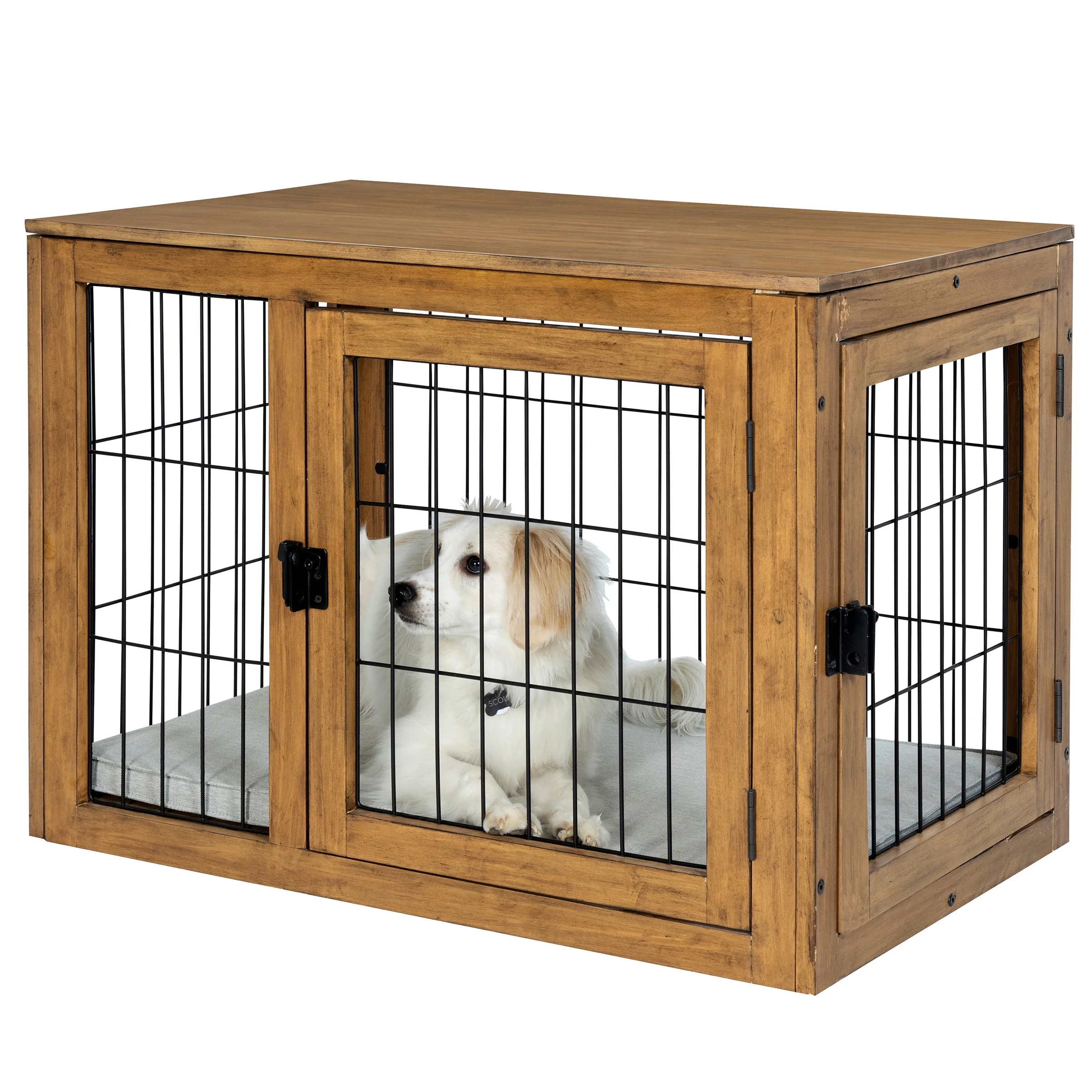 PETMAKER Furniture-Style Dog Crate with Double Doors and Cushion (Natural)