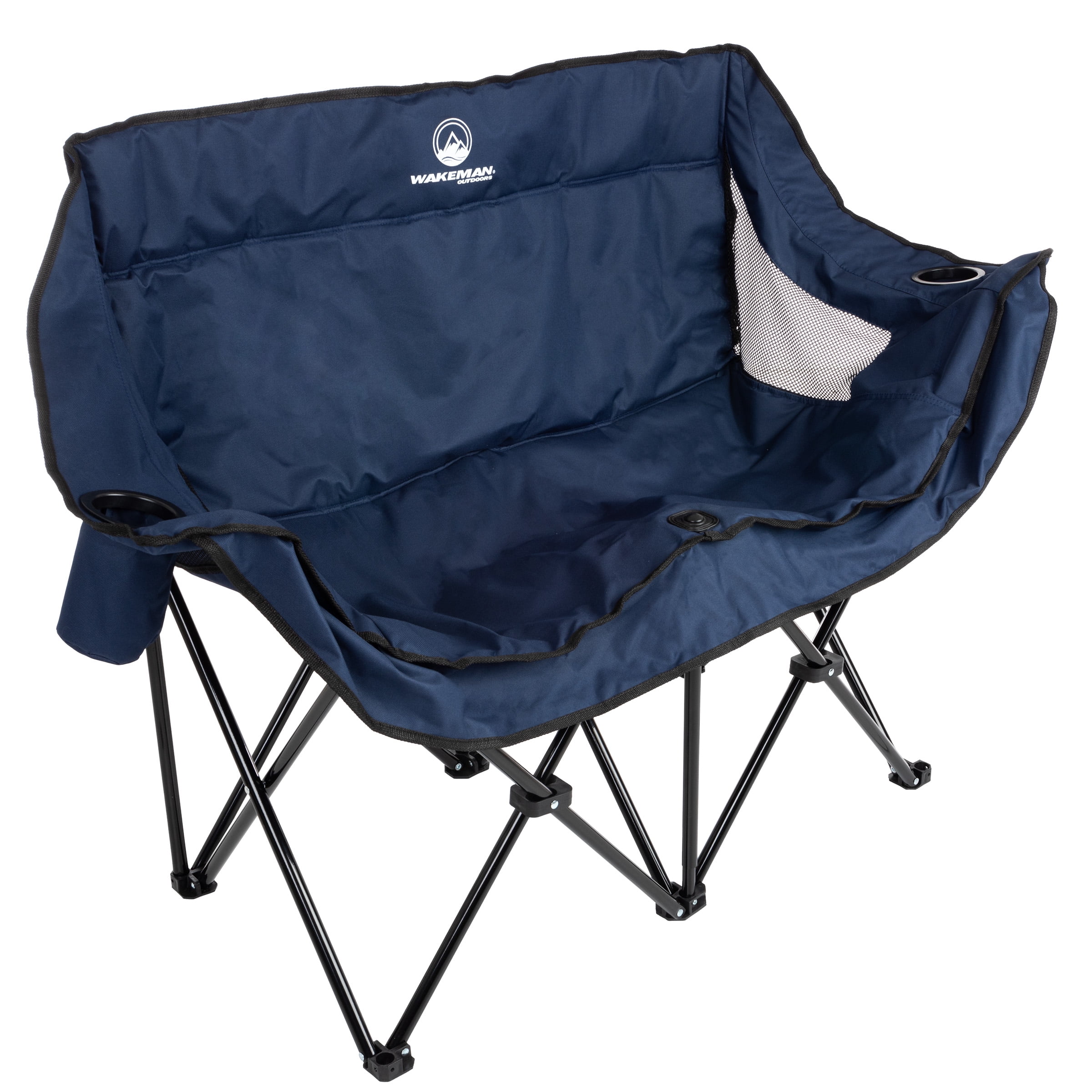 Wakeman Outdoor Double Camping Chair - Camp Loveseat with Carry Bag, Blue