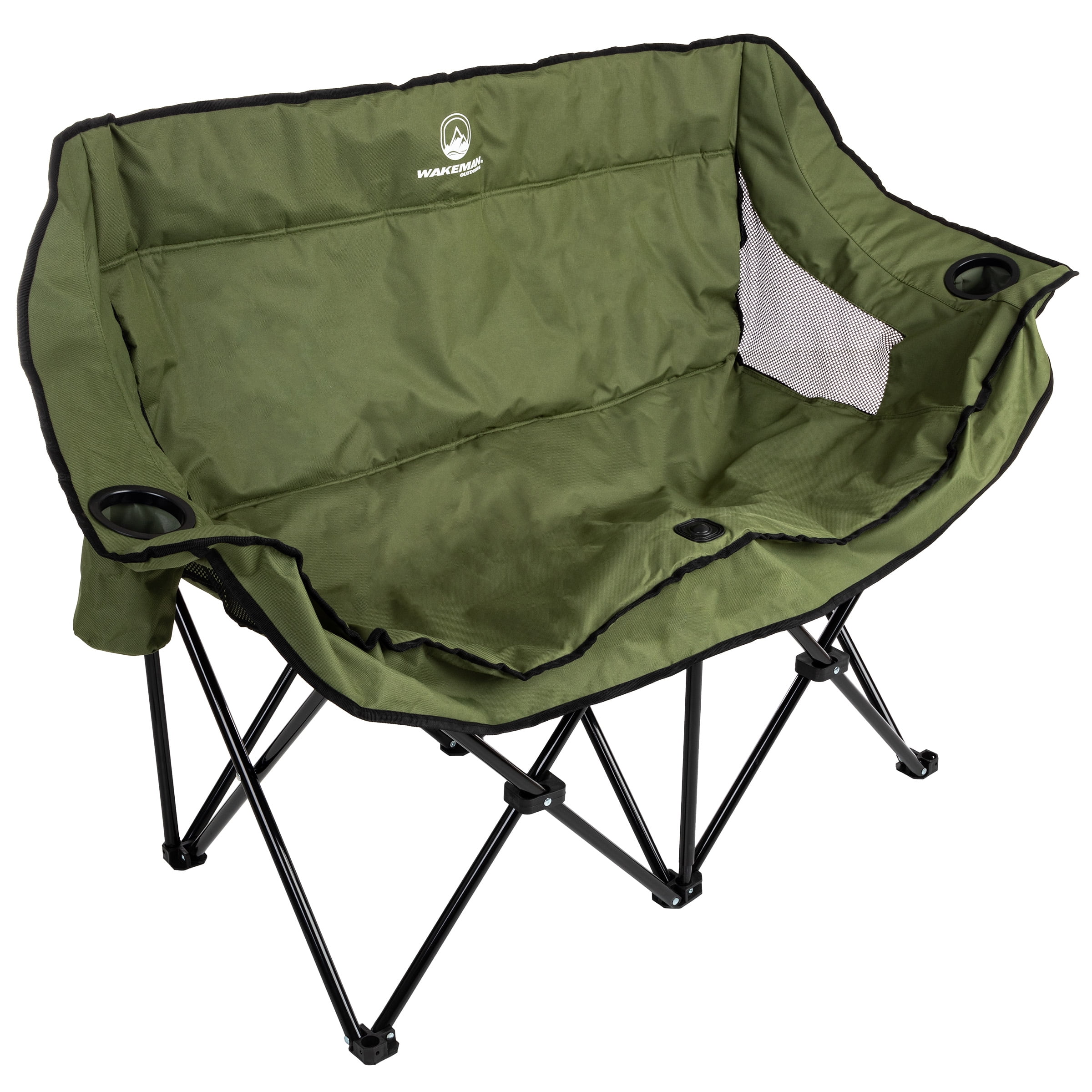 Wakeman Outdoor Double Camping Chair - Camp Loveseat with Carry Bag, Olive