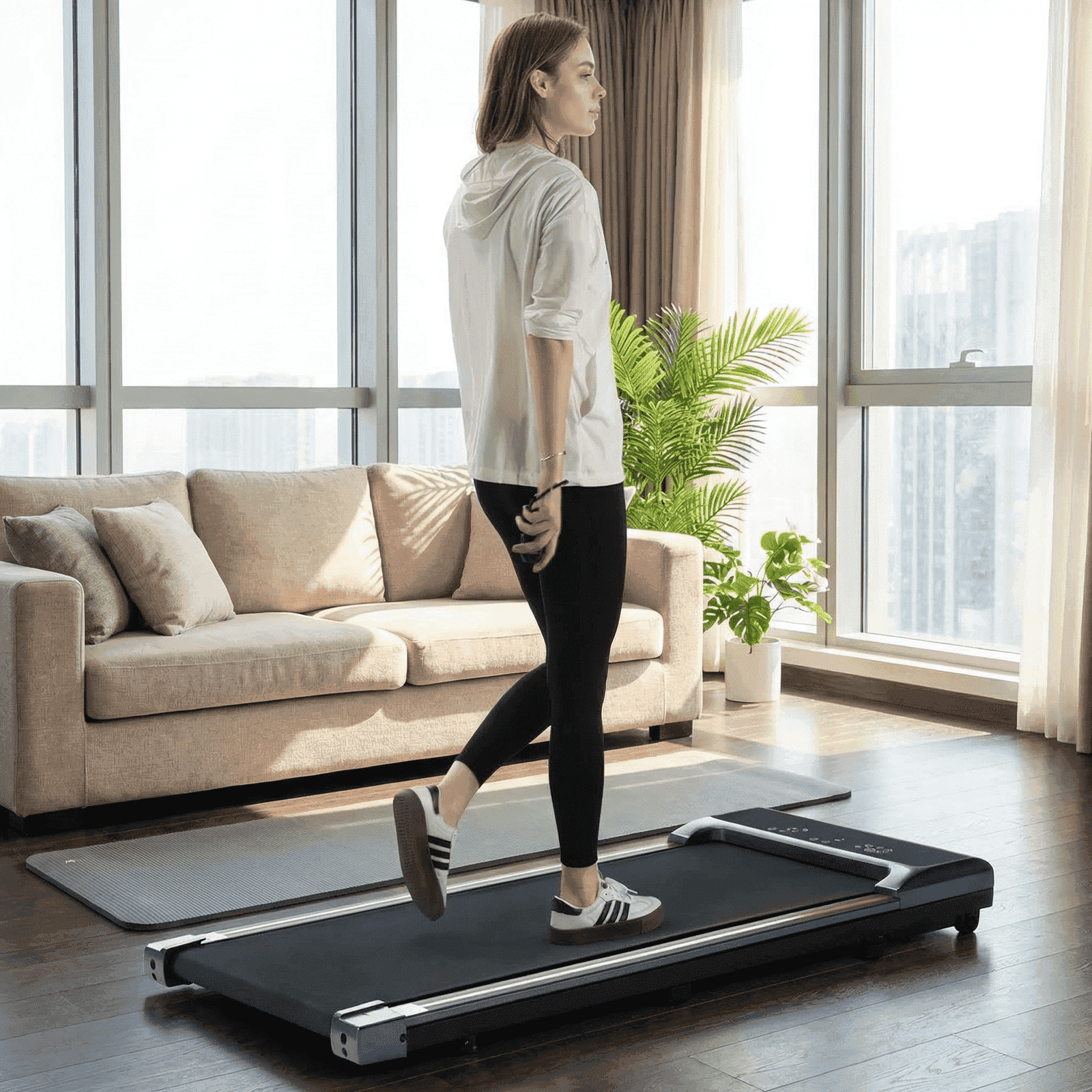 Naipo Treadmill 2 in 1Walking Pad for Walking and Jogging 0.6 to 3.8 Speed Range 2.25HP Lightweight Under Desk Treadmill for Home Office with Remote Control LED Display