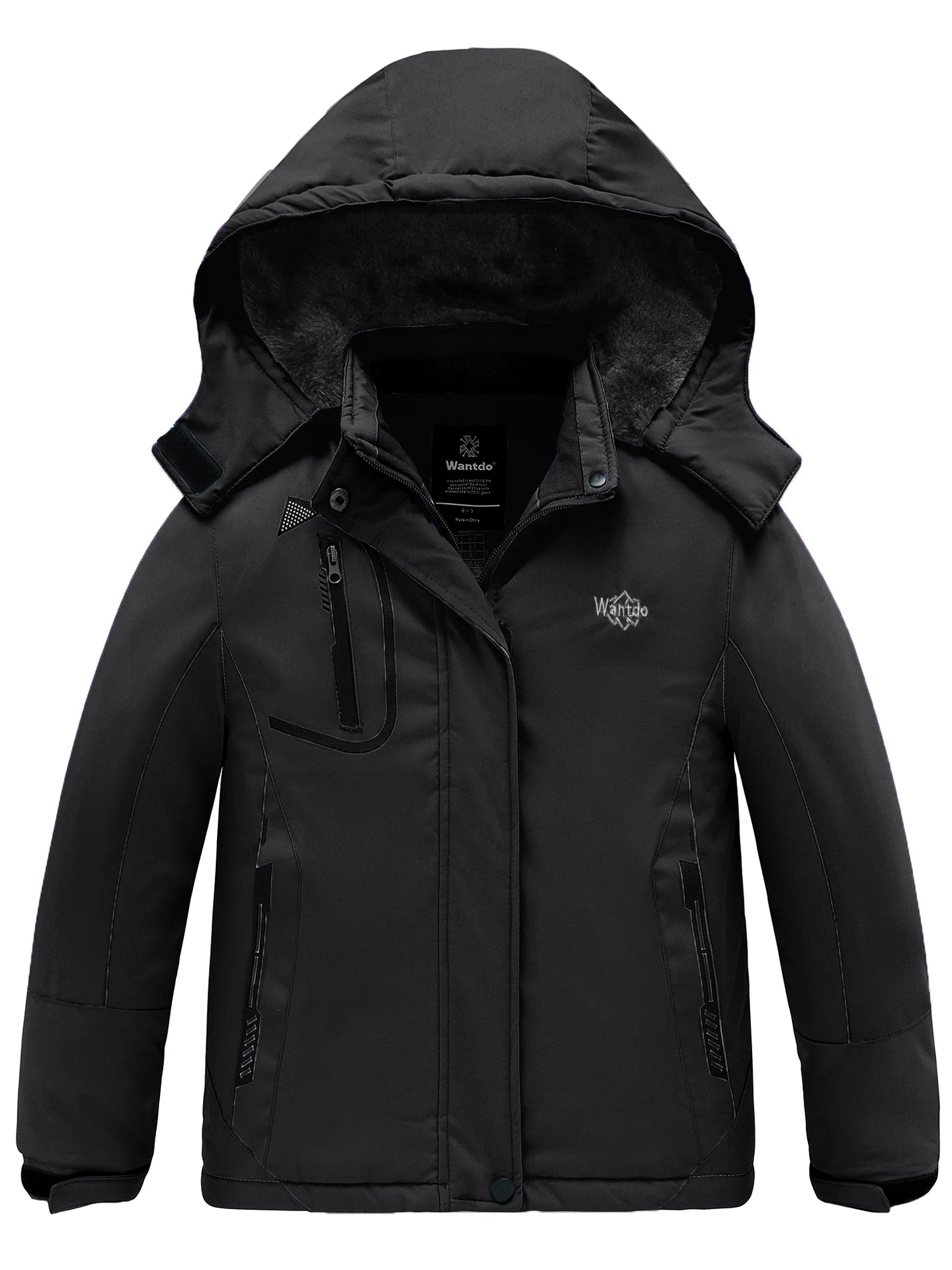 Wantdo Girl's Hooded Skiing Jackets Kid's Waterproof Raincoats Rose Red Size 8