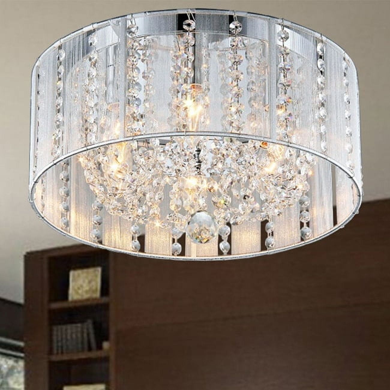 Warehouse of Tiffany Addison White 16-inch Crystal Flush Mount (color optional) Chrome