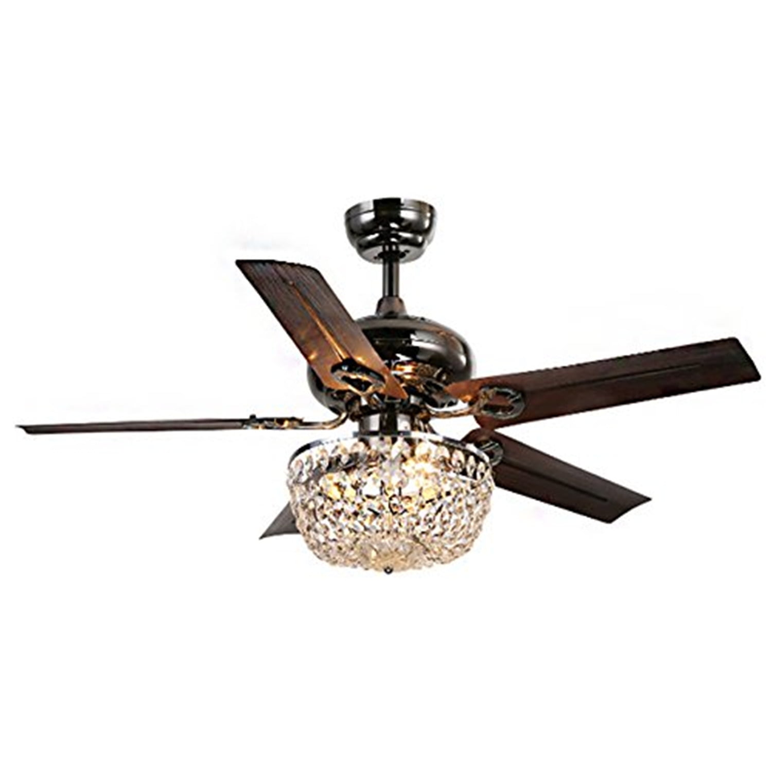 Warehouse of Tiffany Angel 3-light Crystal Chandelier 5-blade Brown Ceiling Fan Pull Chain