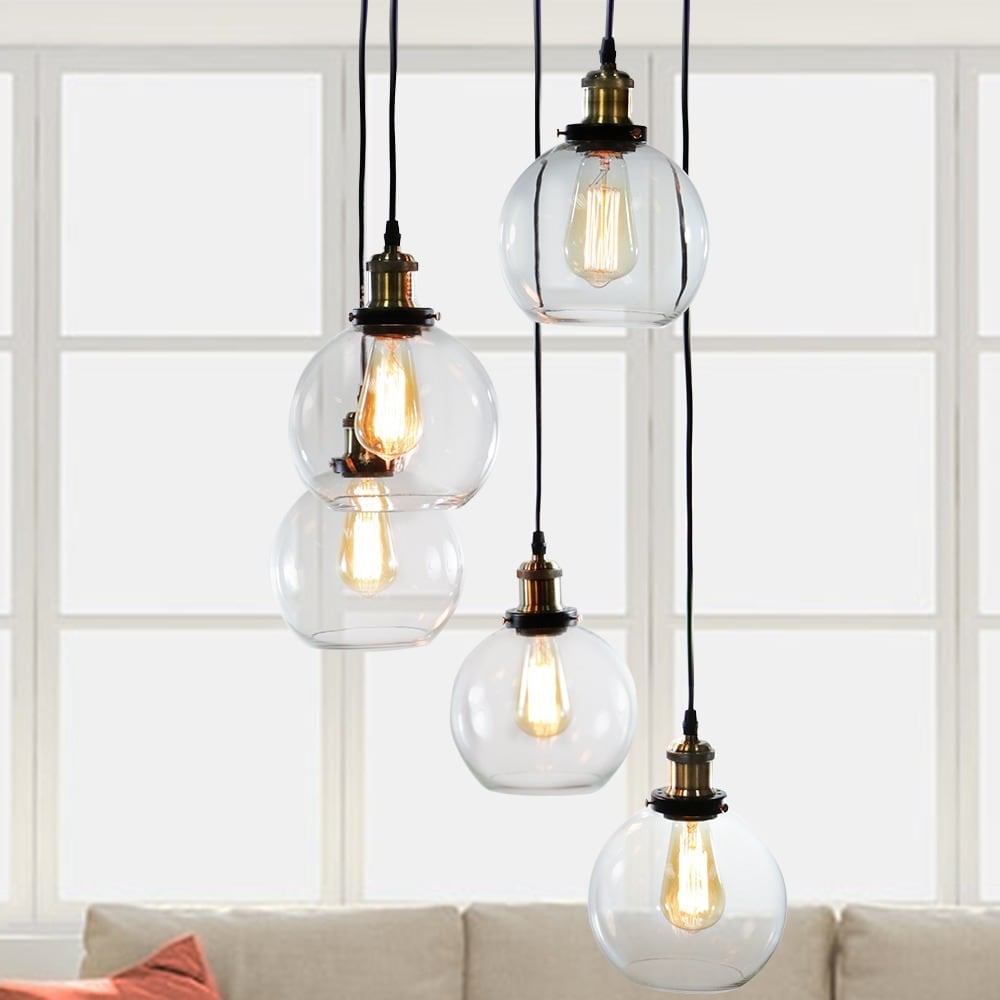 Warehouse of Tiffany Deeni Edison 5-light Adjustable-length Pendant Silver Tint Lamp