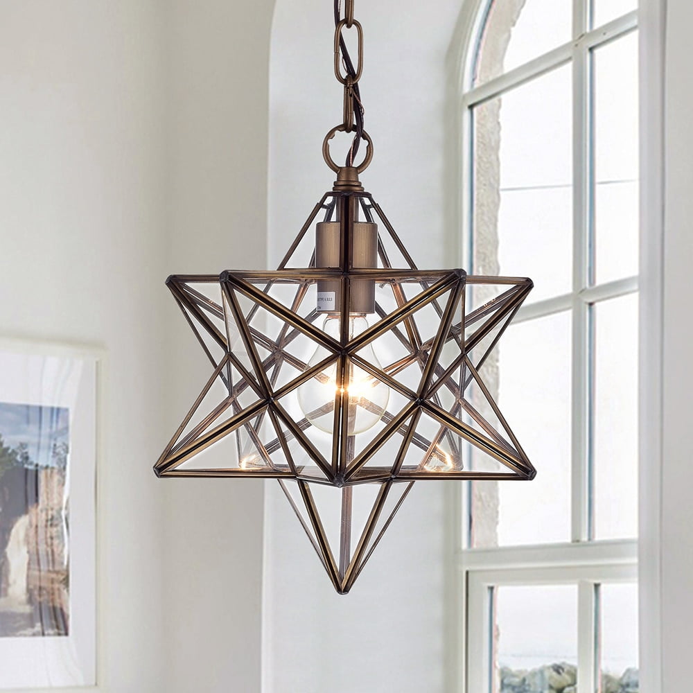 Warehouse of Tiffany RL8198AB Warehouse of Tiffany Minkar 1-light Antique Bronze Star Pendant