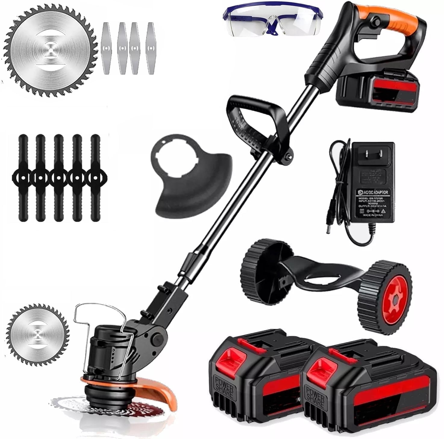 Weed Wacker, Cordless Electric Weed Eaters Weed Trimmer with 2 Battery, Black