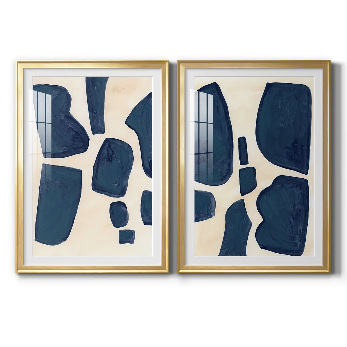 Wexford Home Blue Pieces I Abstract Art, Framed Art, 22.5" x 30.5" Gold Frame, Ready-Hang