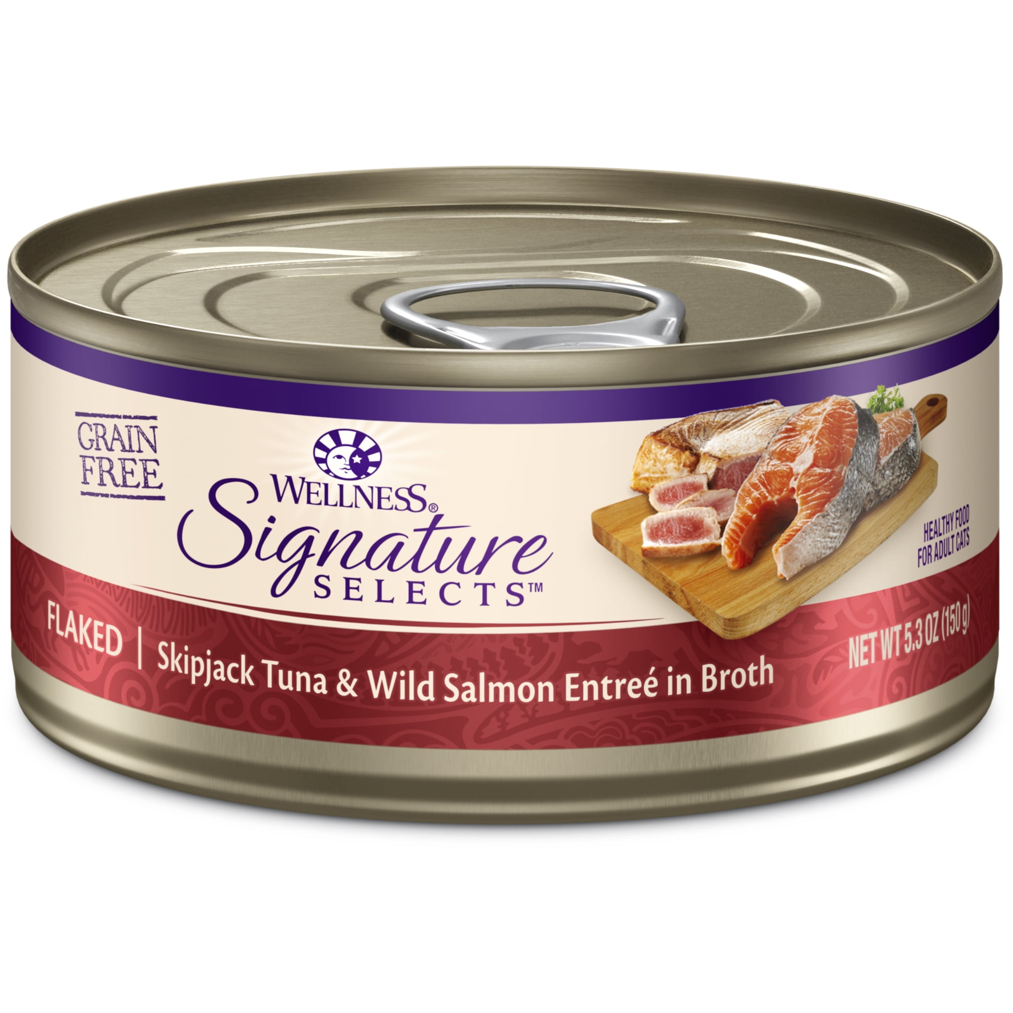 Wellness CORE Signature Selects Flaked Adult Wet Cat Food, Natural, Protein-Rich, Grain Free, 5.3 Ounce, 12 Pack (Skipjack Tuna & Wild Salmon)