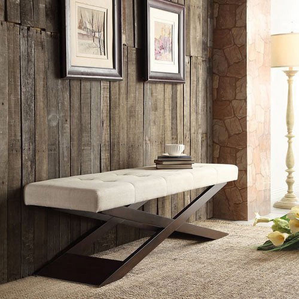 Weston Home Chelsea Tufted & Upholstered Bench, Beige