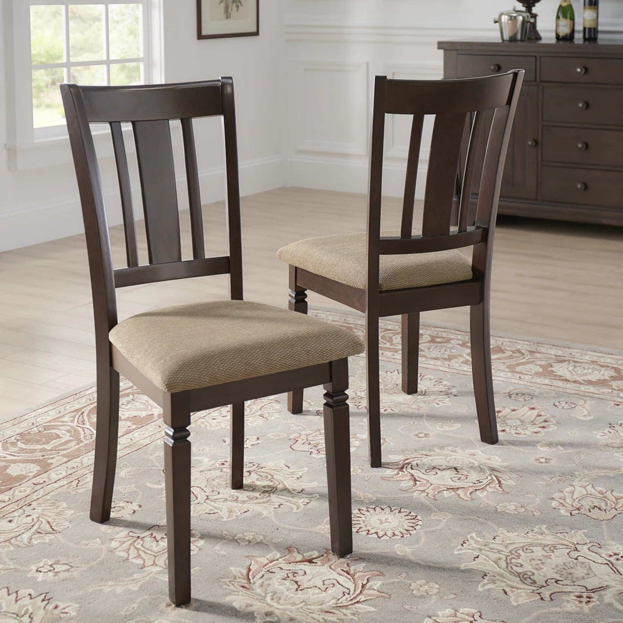 Weston Home Finn Espresso Finish Upholstered Dining Chairs, Set of 2