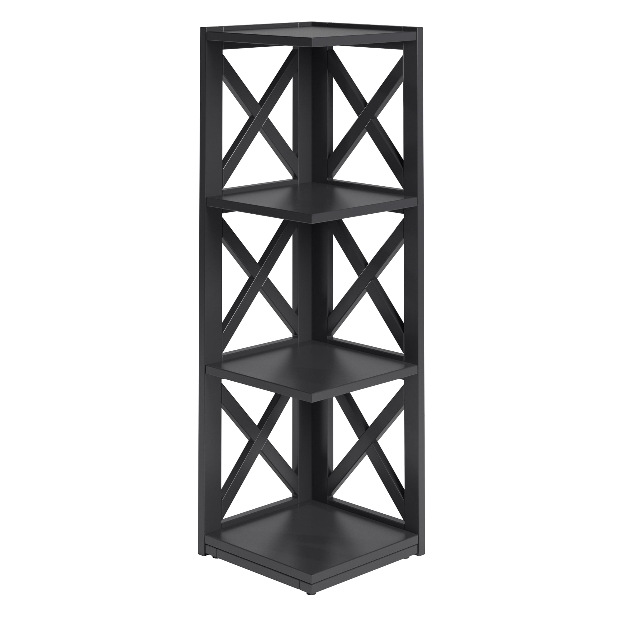 Weston Home Rebecca Wood 3-Shelf Corner Bookcase, Black