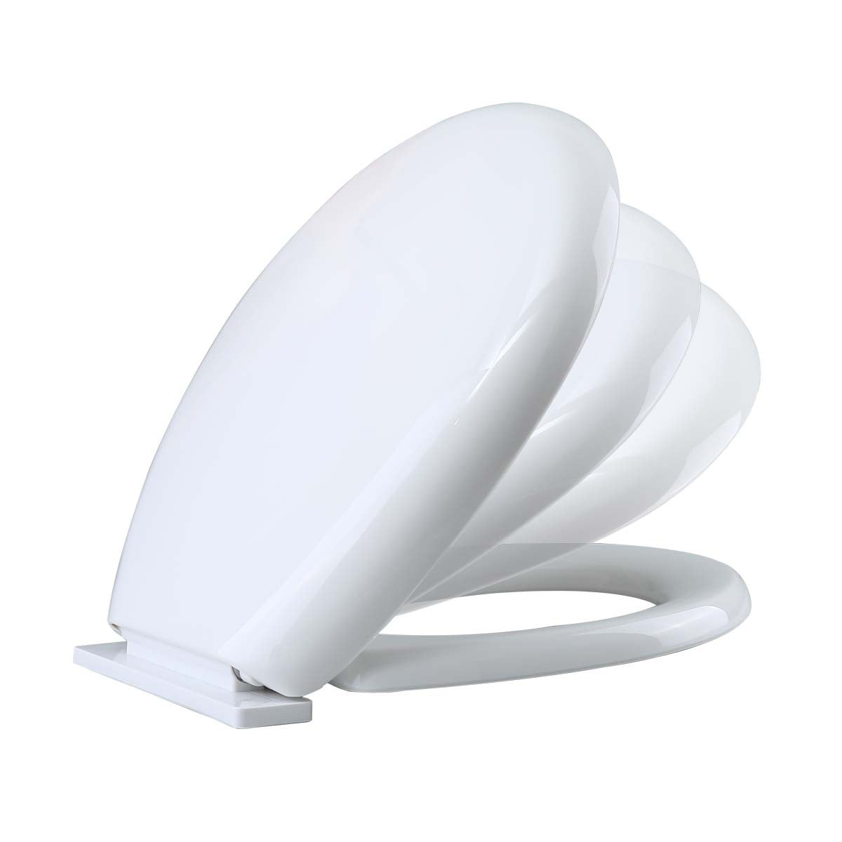 White Slow Close Toilet Seat Plastic Round No Slam Quiet Lid 16.5"x 14"| Renovators Supply