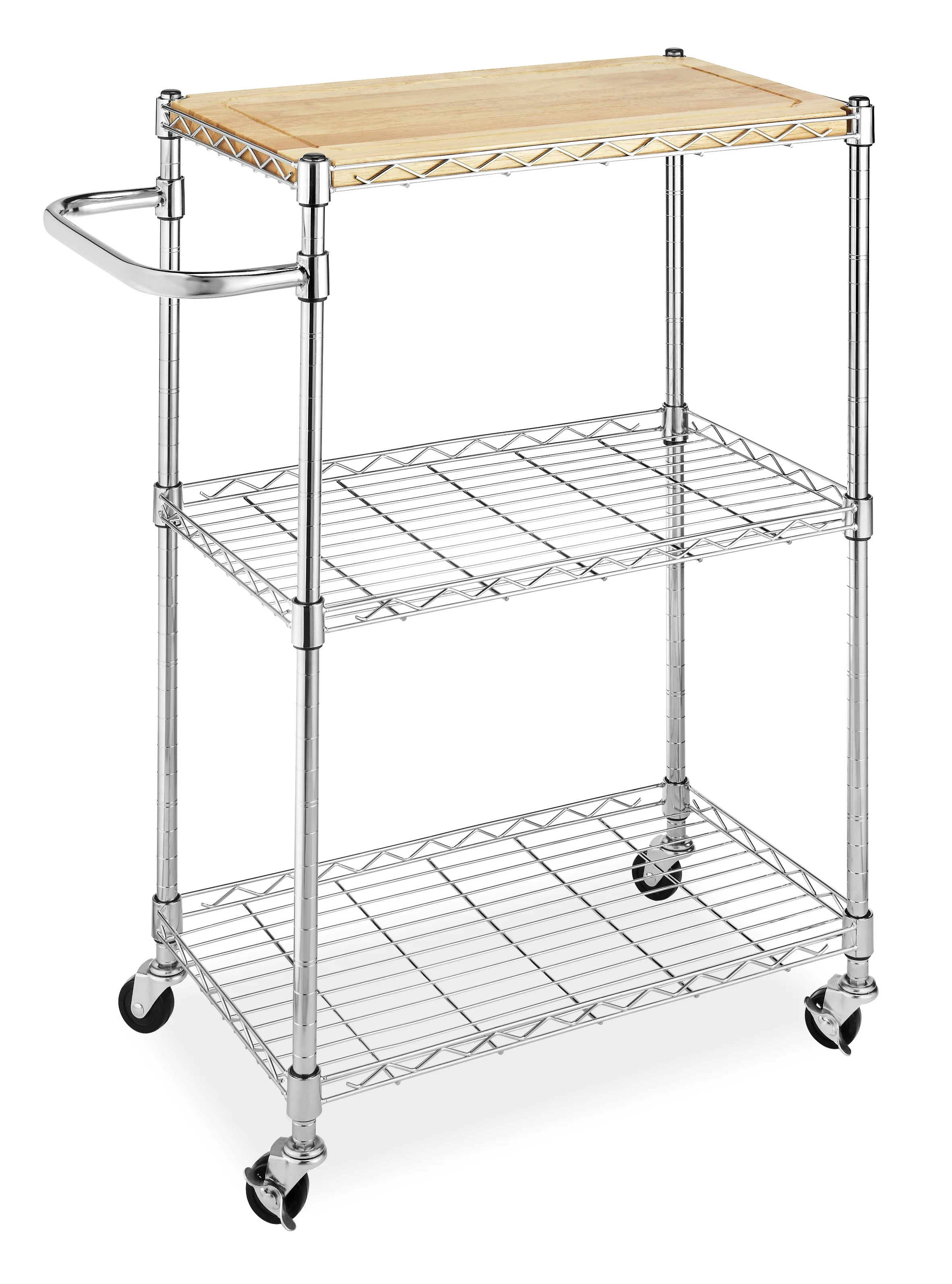 Whitmor Kitchen Storage/Microwave Cart-Wood & Chrome - Length 13.25 x Width 27.5 x Height 33.5