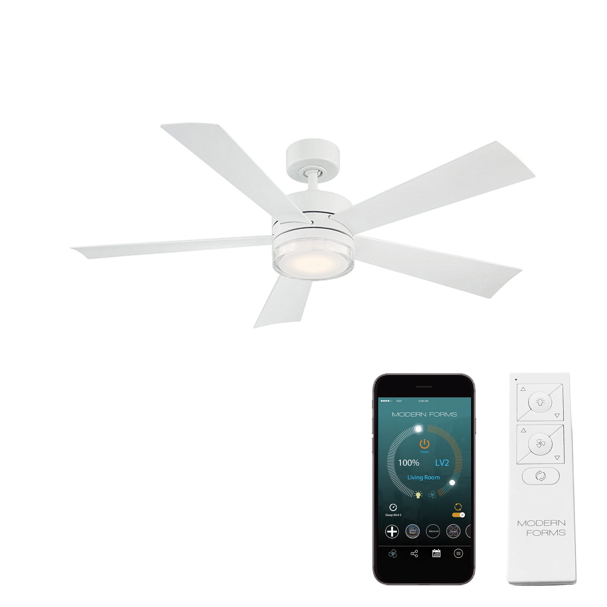 Wynd 52" Matte White Integrated LED Smart Ceiling Fan with Remote Control