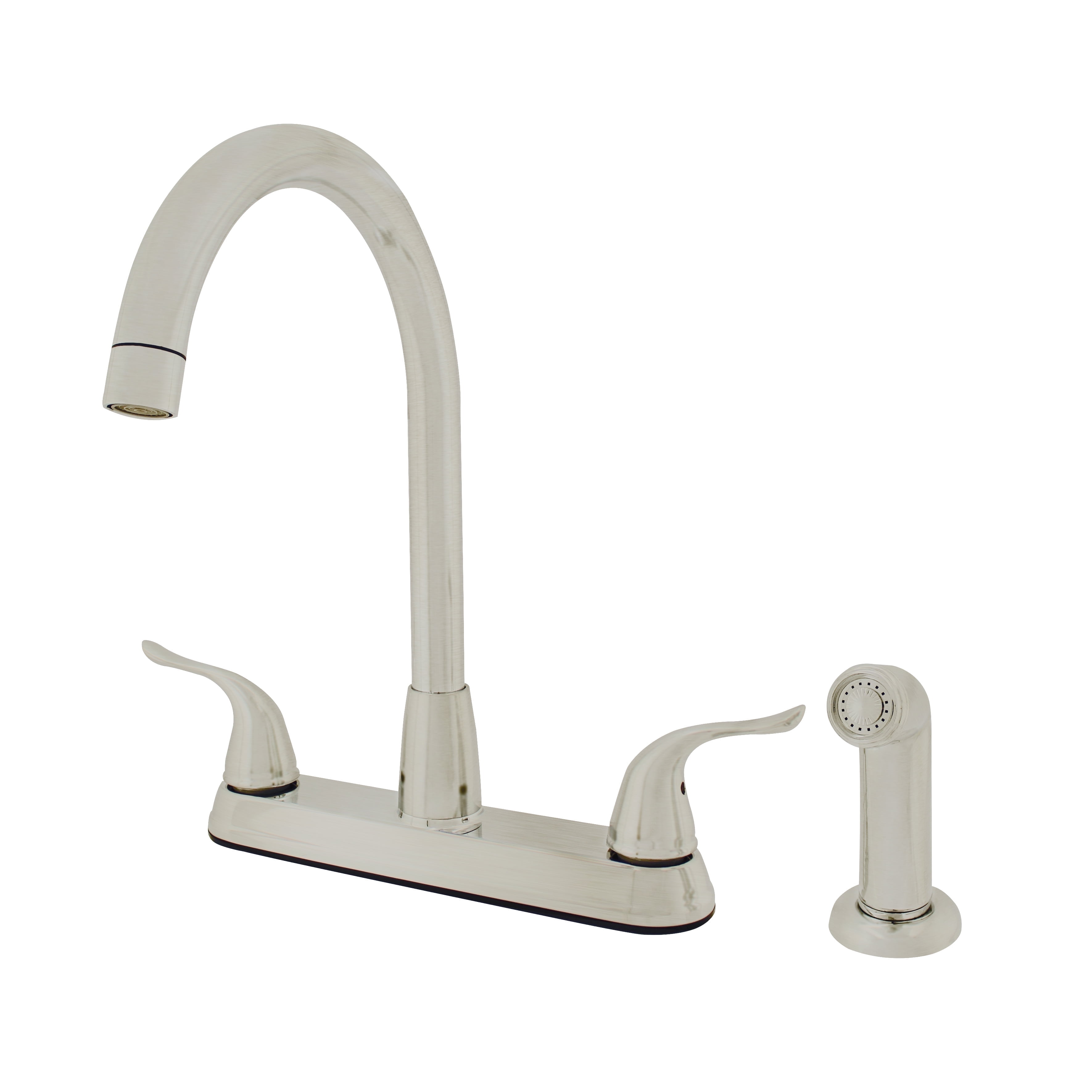 WMF-8235GNZMLP-BN - Hybrid Metal Deck Kitchen Sink Faucet, 360 Degree Swivel, High Spout, Double Handle with Side Spray