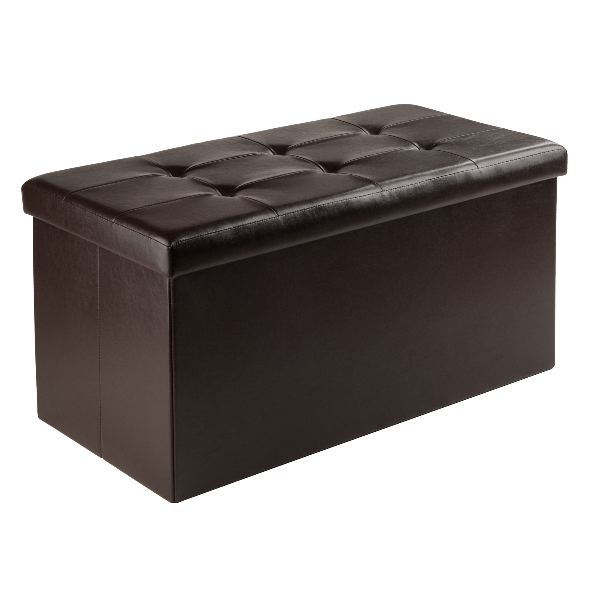 Winsome Wood Ashford Rectangular Storage Ottoman, Espresso Faux Leather