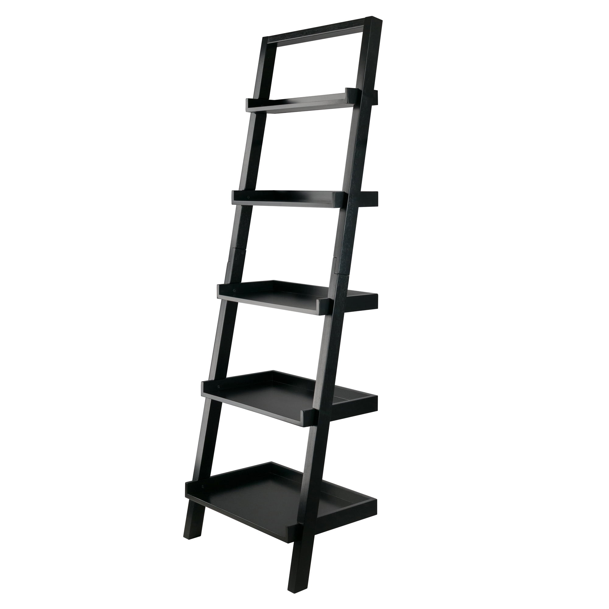 Winsome Wood Bellamy Leaning 5-Tier Shelf, Black Finish