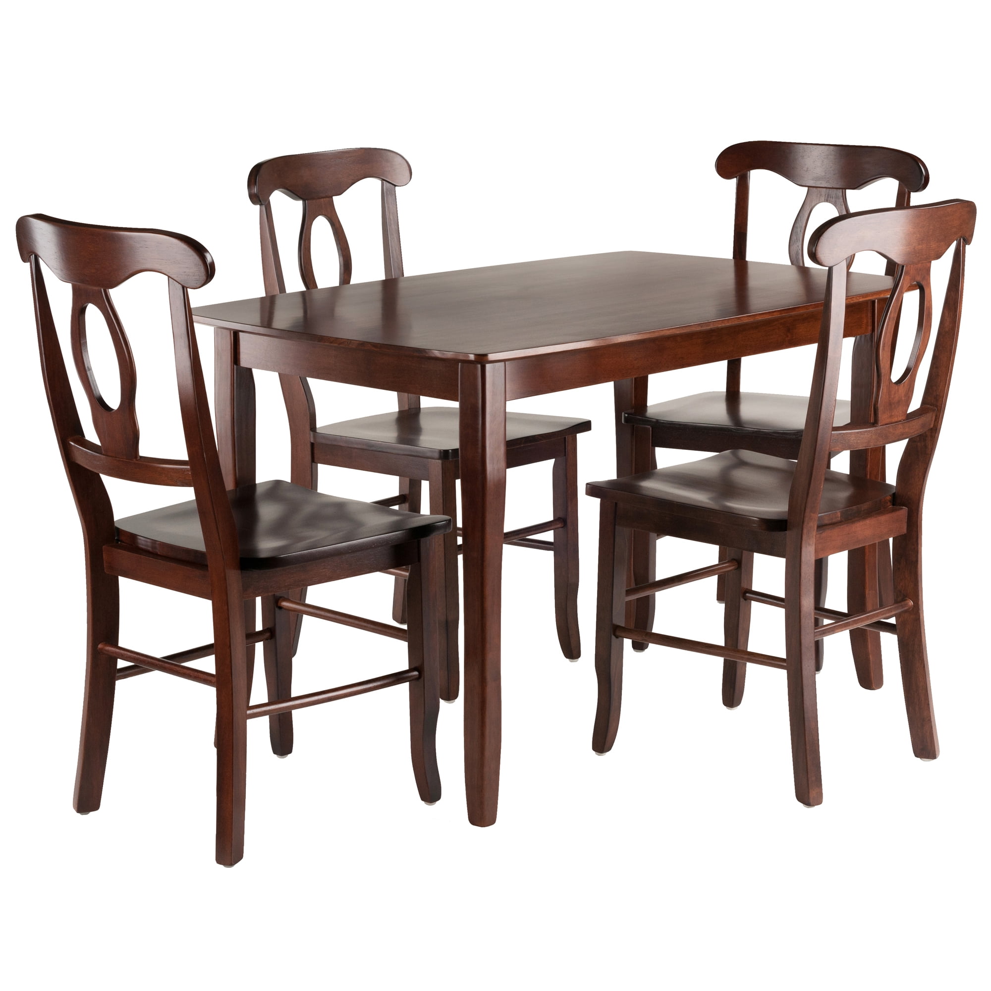 Winsome Wood Inglewood 5-Pc Dining Set, Table & 4 Key Hole Back Chairs, Walnut Finish