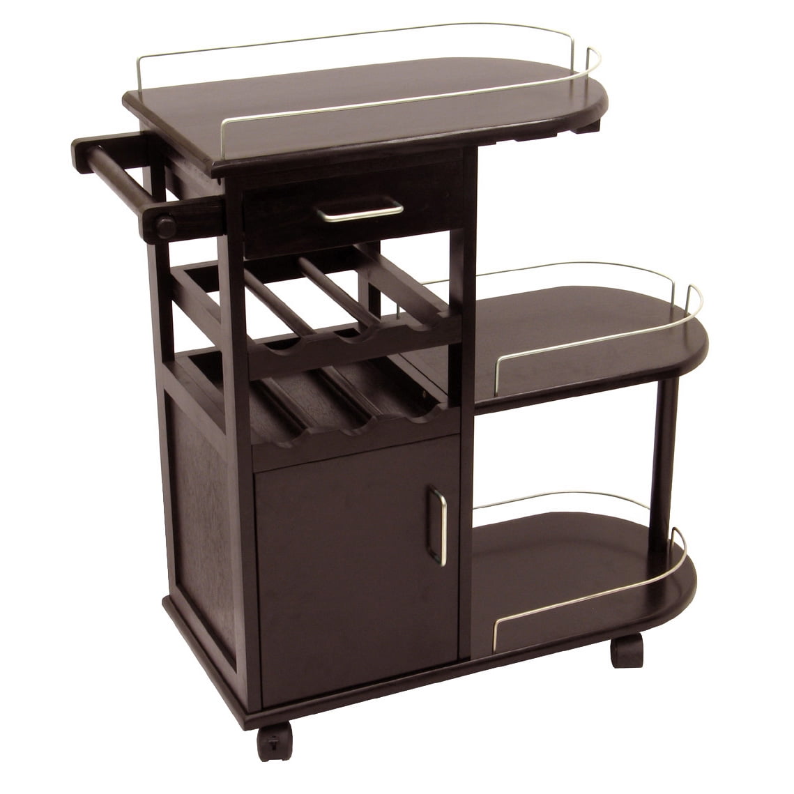 Contemporary Home Living 35.75" Dark Espresso Elegant Jimmy Tall Entertainment Cart