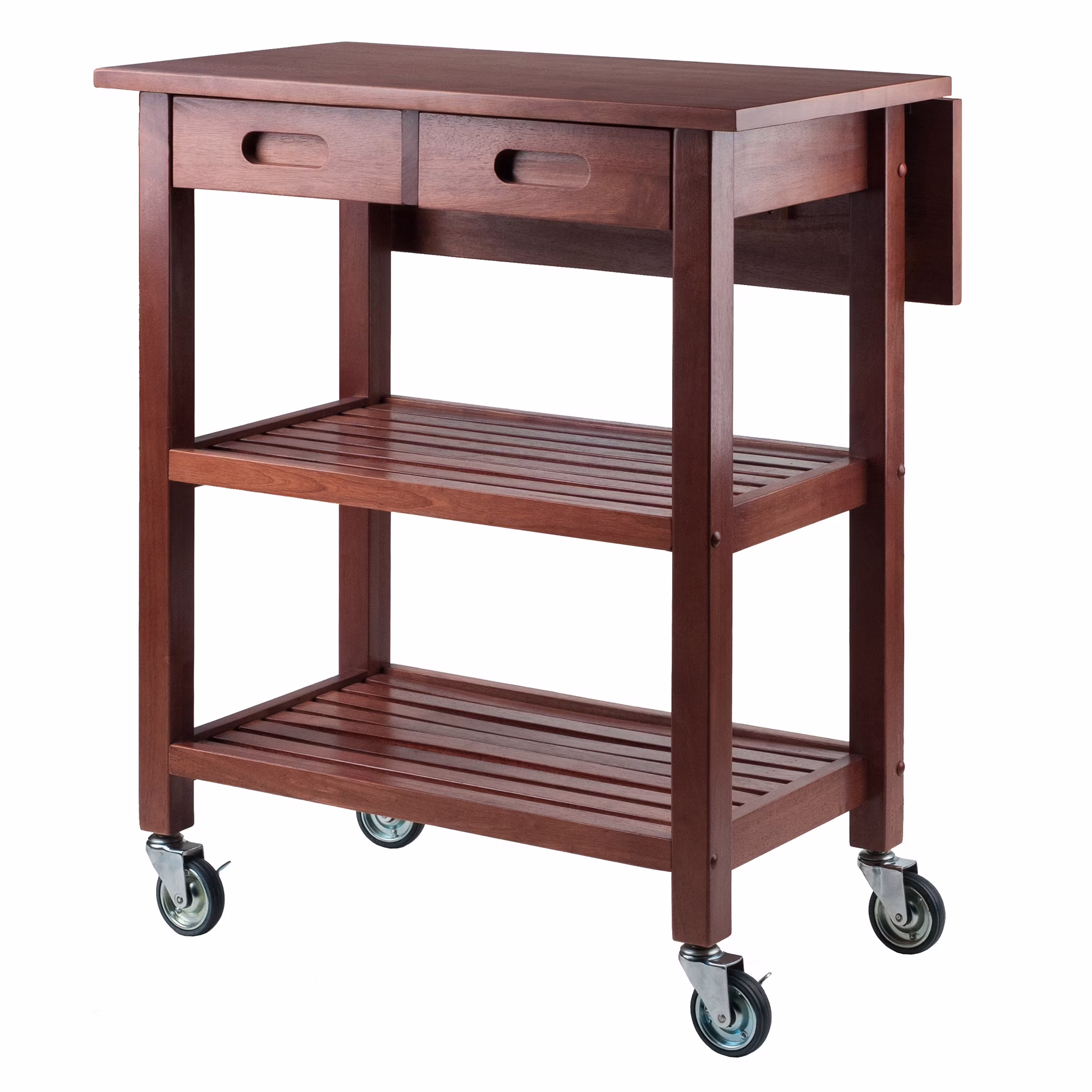 Winsome Jonathan Transitional Solid Wood Kitchen Cart in Walnut