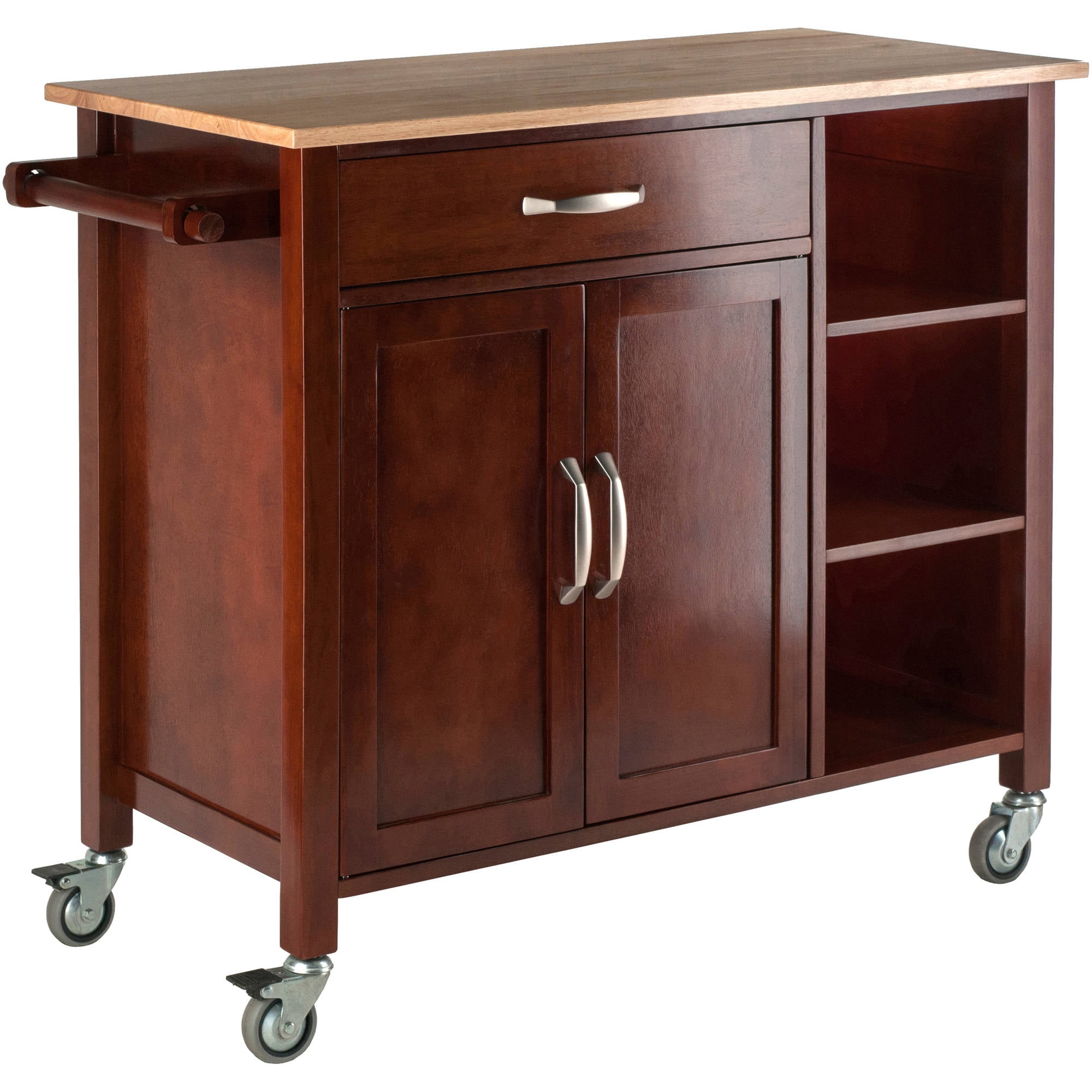 Winsome Mabel Kitchen Utility Cart, Two-Tone, Natural & Walnut Finish
