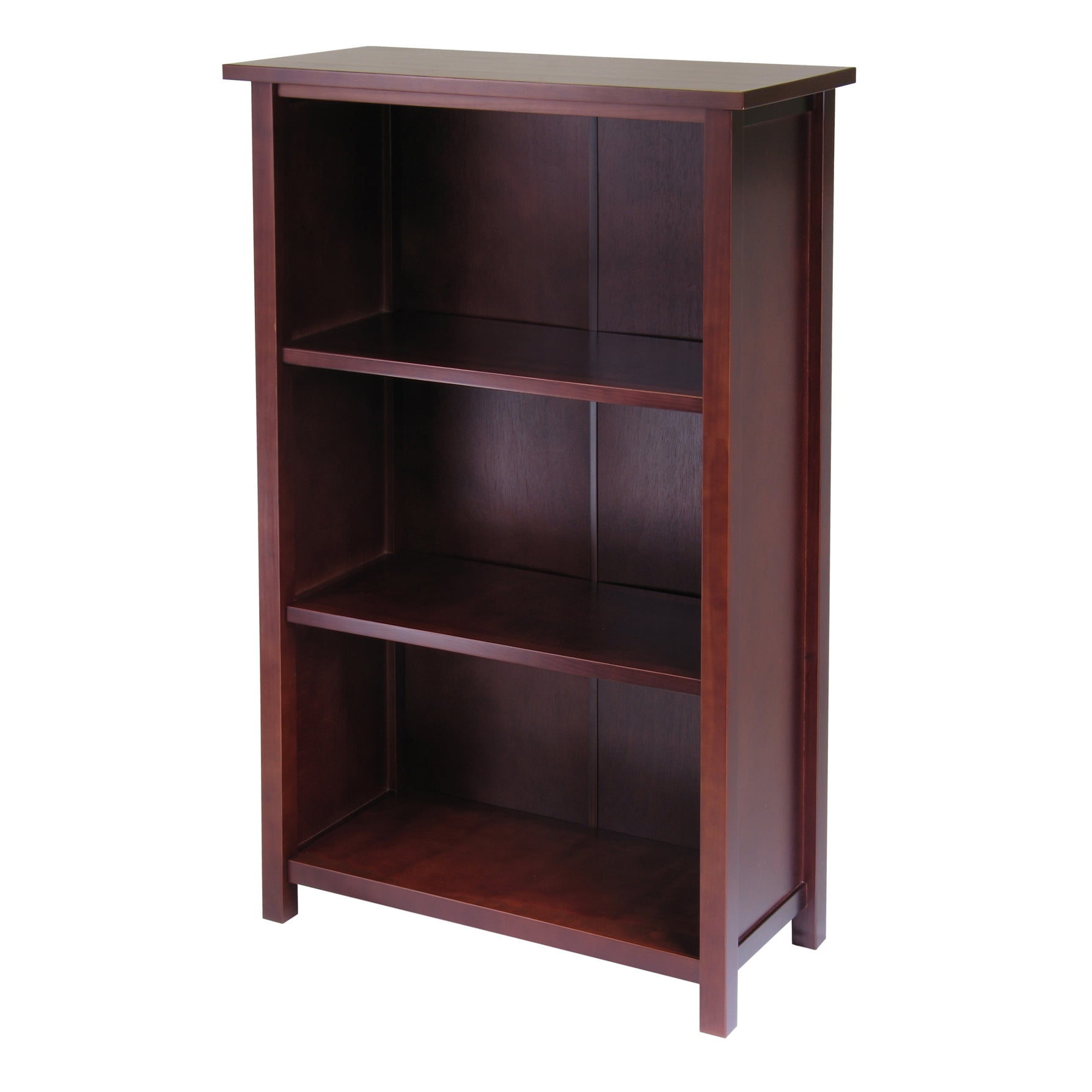 Winsome Wood Milan 3-Section Bookcase, Shelf, Walnut Finish