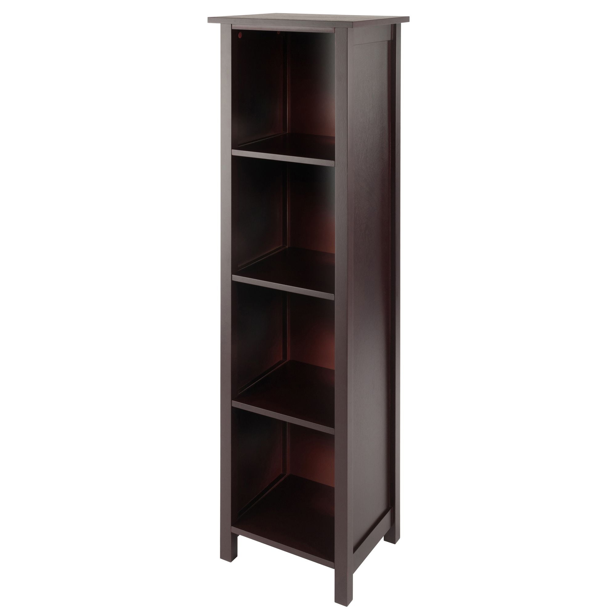 Winsome Wood Milan 4-Section Tall Storage Shelf, Narrow, Walnut Finish